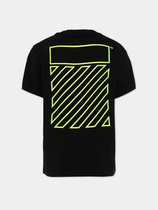 T-Shirt nera per bambini con logo,Off White,44BAA002S26J004001