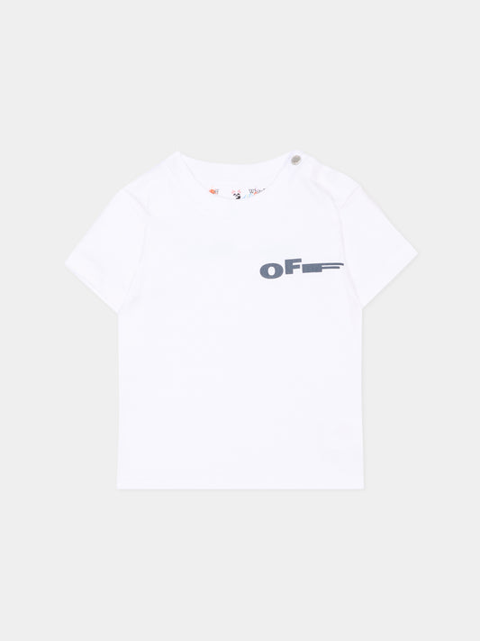 T-shirt bianca per neonati con logo,Off White,44BXB001S26J001100