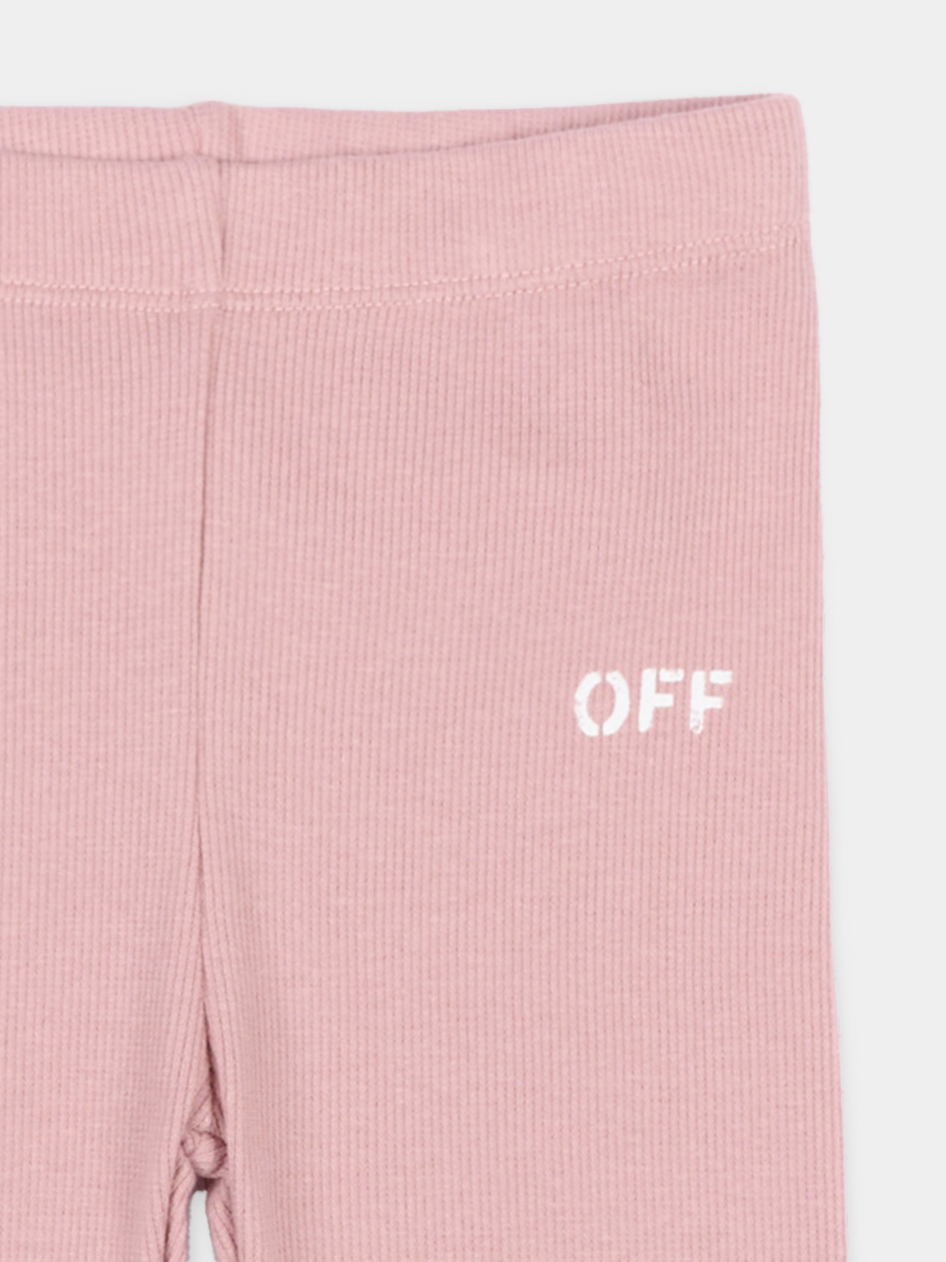Leggings rosa per neonata con logo,Off White,44GX3001S26J001651