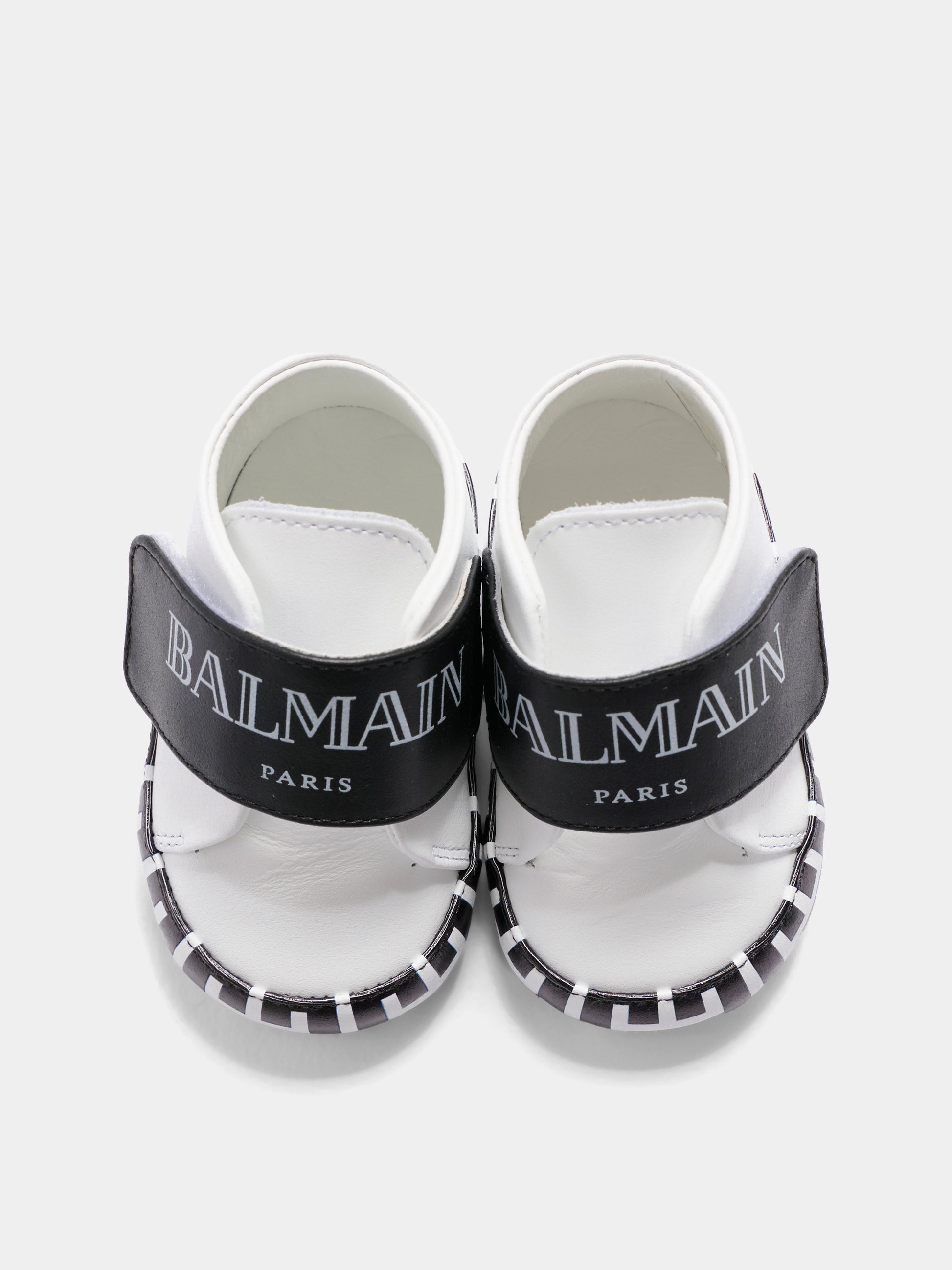 Sneakers bianche in pelle per neonati con logo,Balmain Kids,BY0546-Y0051 100NE