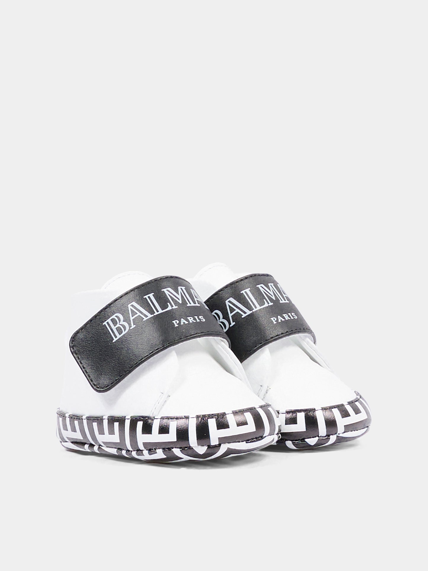 Sneakers bianche in pelle per neonati con logo,Balmain Kids,BY0546-Y0051 100NE