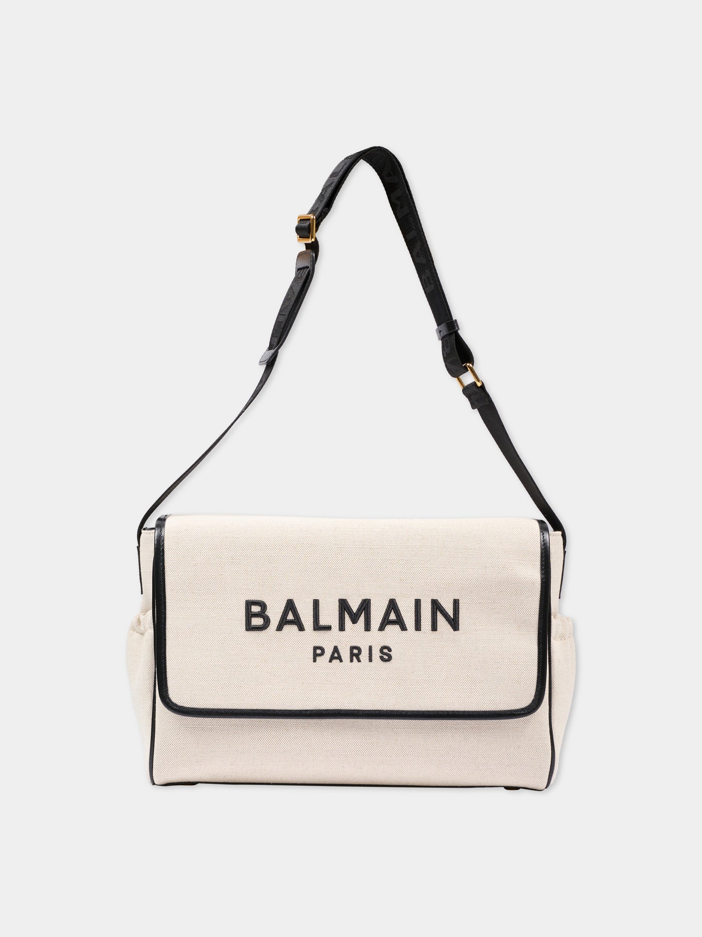 Borsa mamma avorio per neonati con logo ricamato,Balmain Kids,BY0618-Z1839 102NE