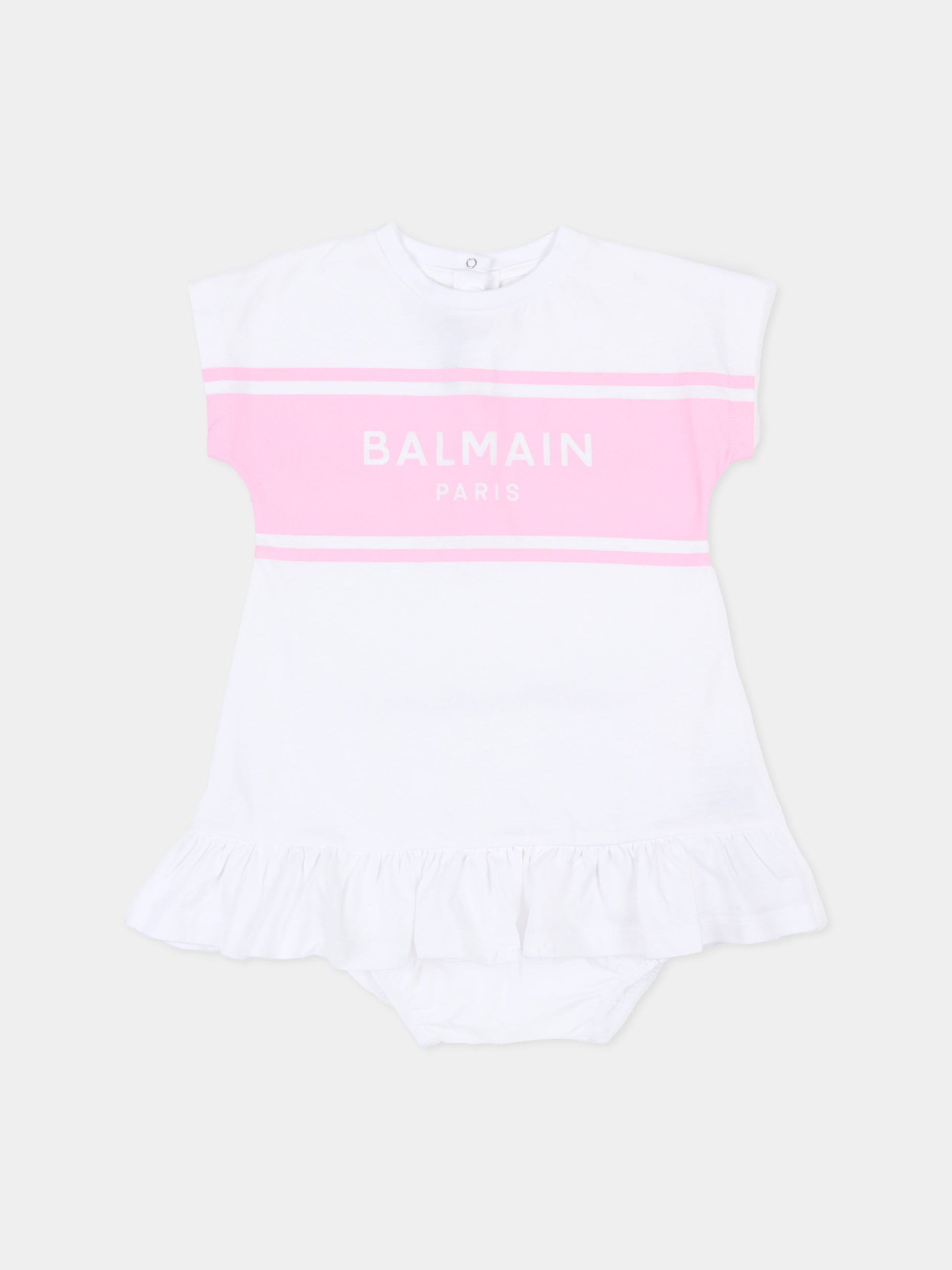Vestito bianco per neonata con logo,Balmain Kids,BY1001-Z3672 100RS