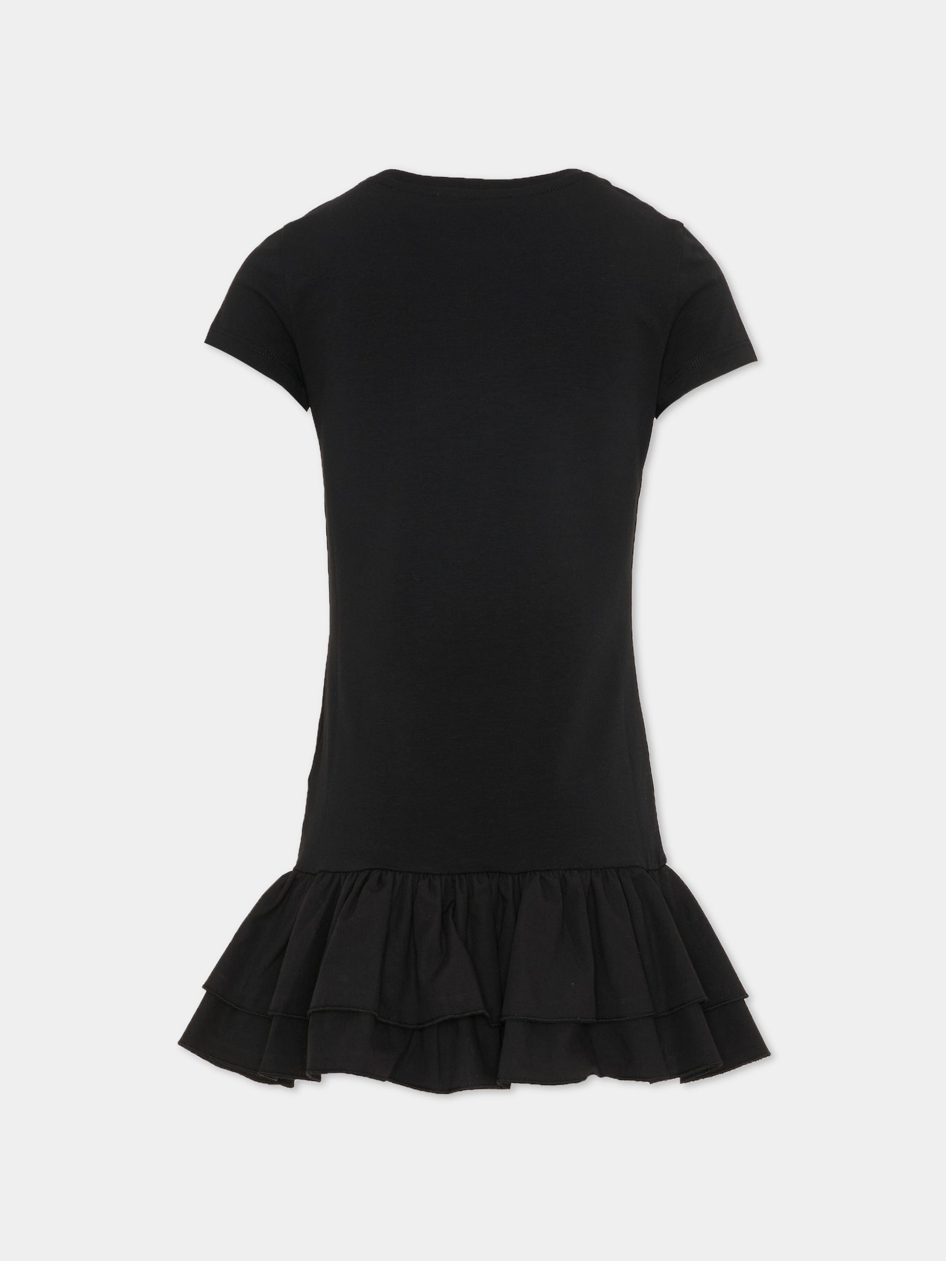 Abito nero per bambina con logo,Balmain Kids,BY1A41-Z3277 930BC