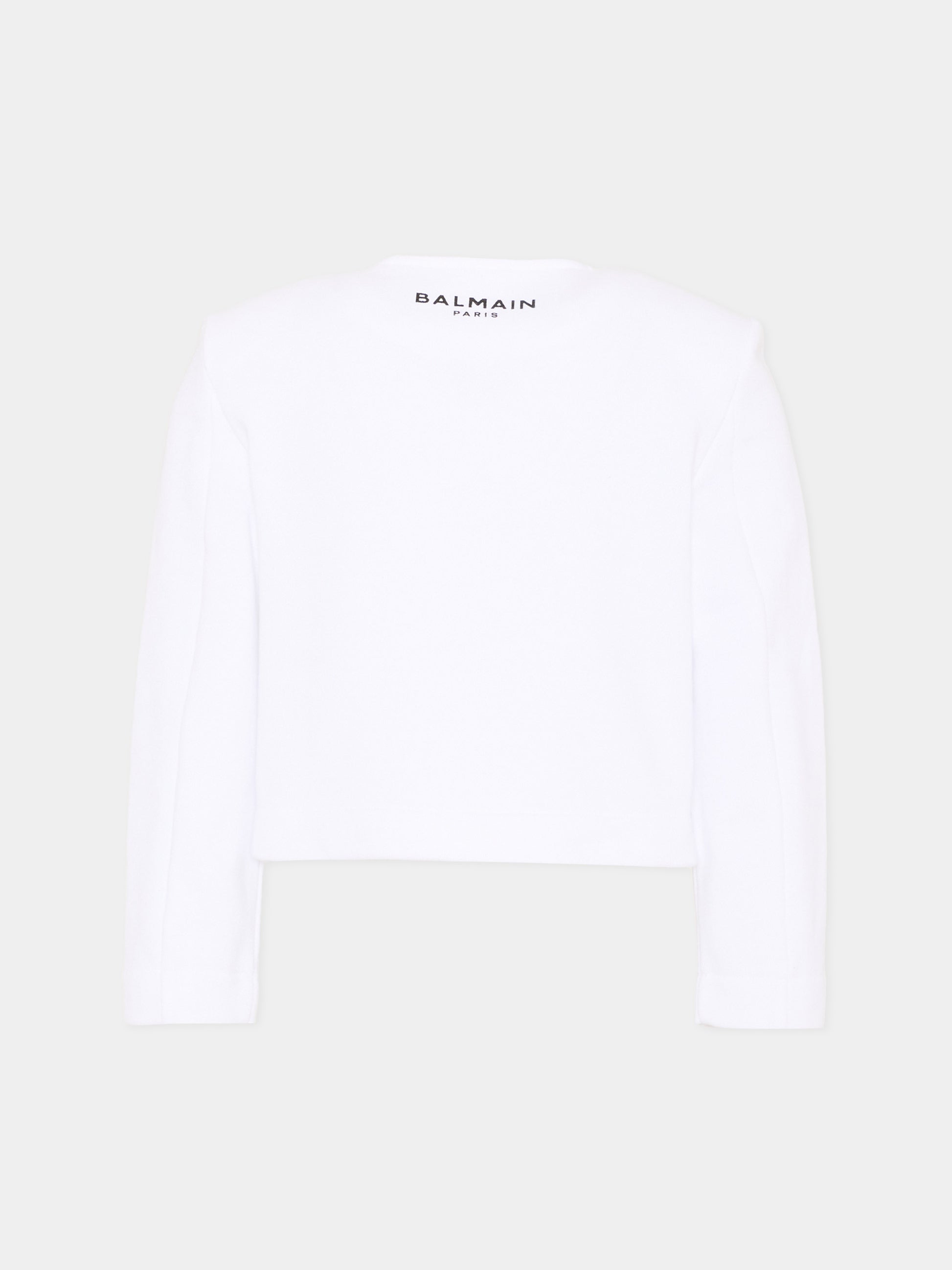 Giacca bianca per bambina con bottoni oro,Balmain Kids,BY2B04-Z3183 100NE