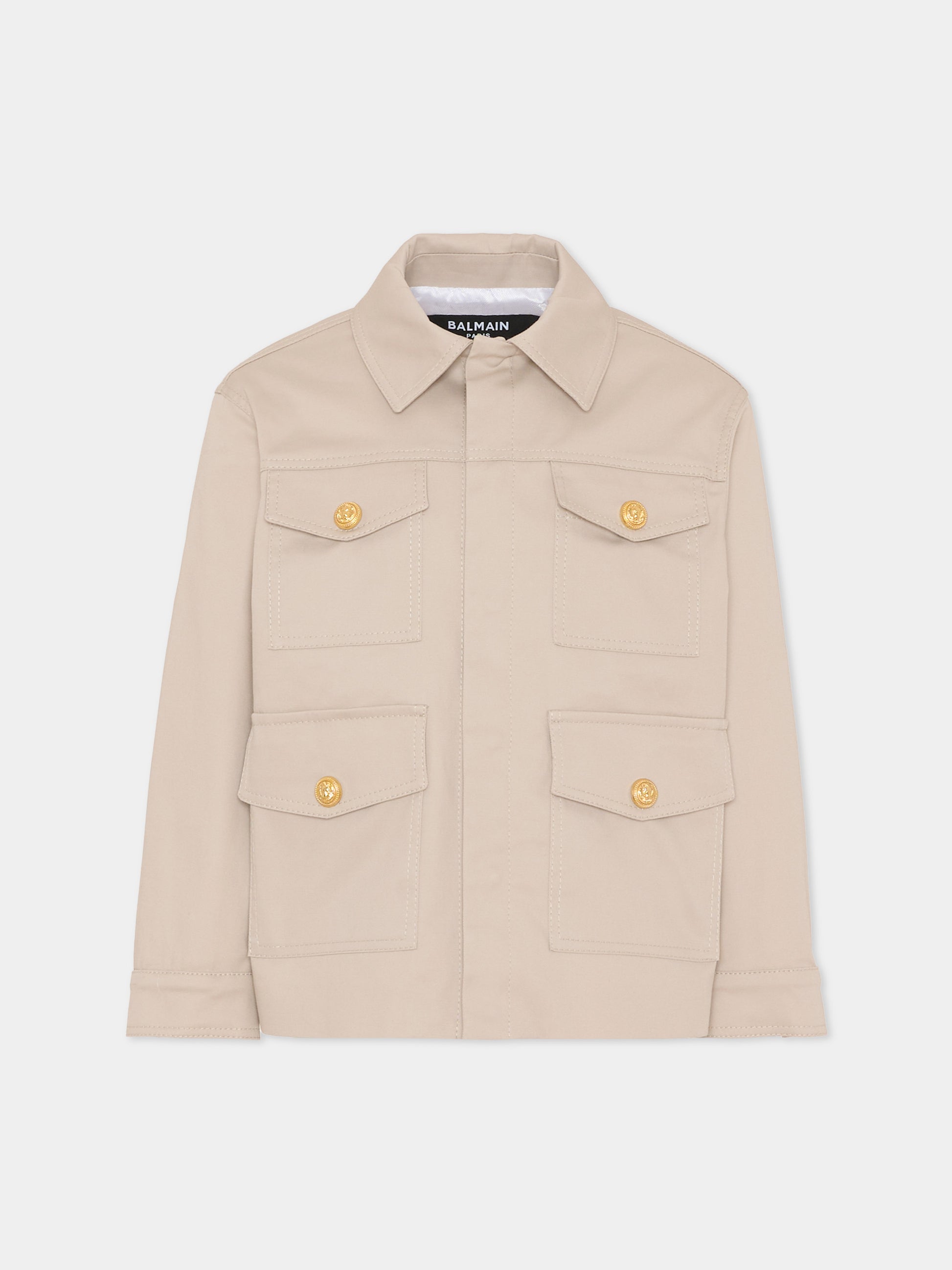 Giacca beige per bambino con bottoni oro,Balmain Kids,BY2P47-G0197 107