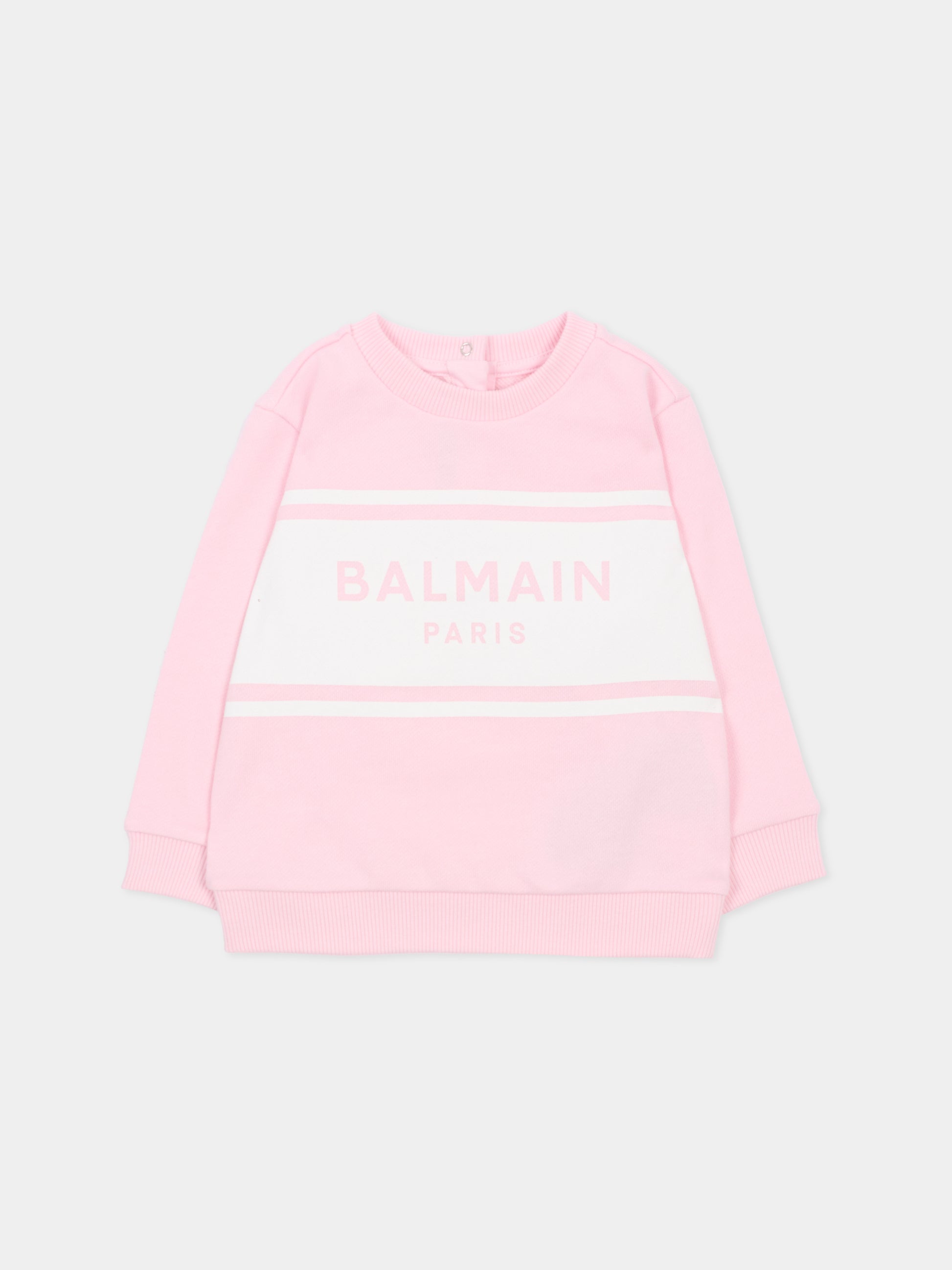 Felpa rosa per bambina con logo,Balmain Kids,BY4000-Z3183 51EBC