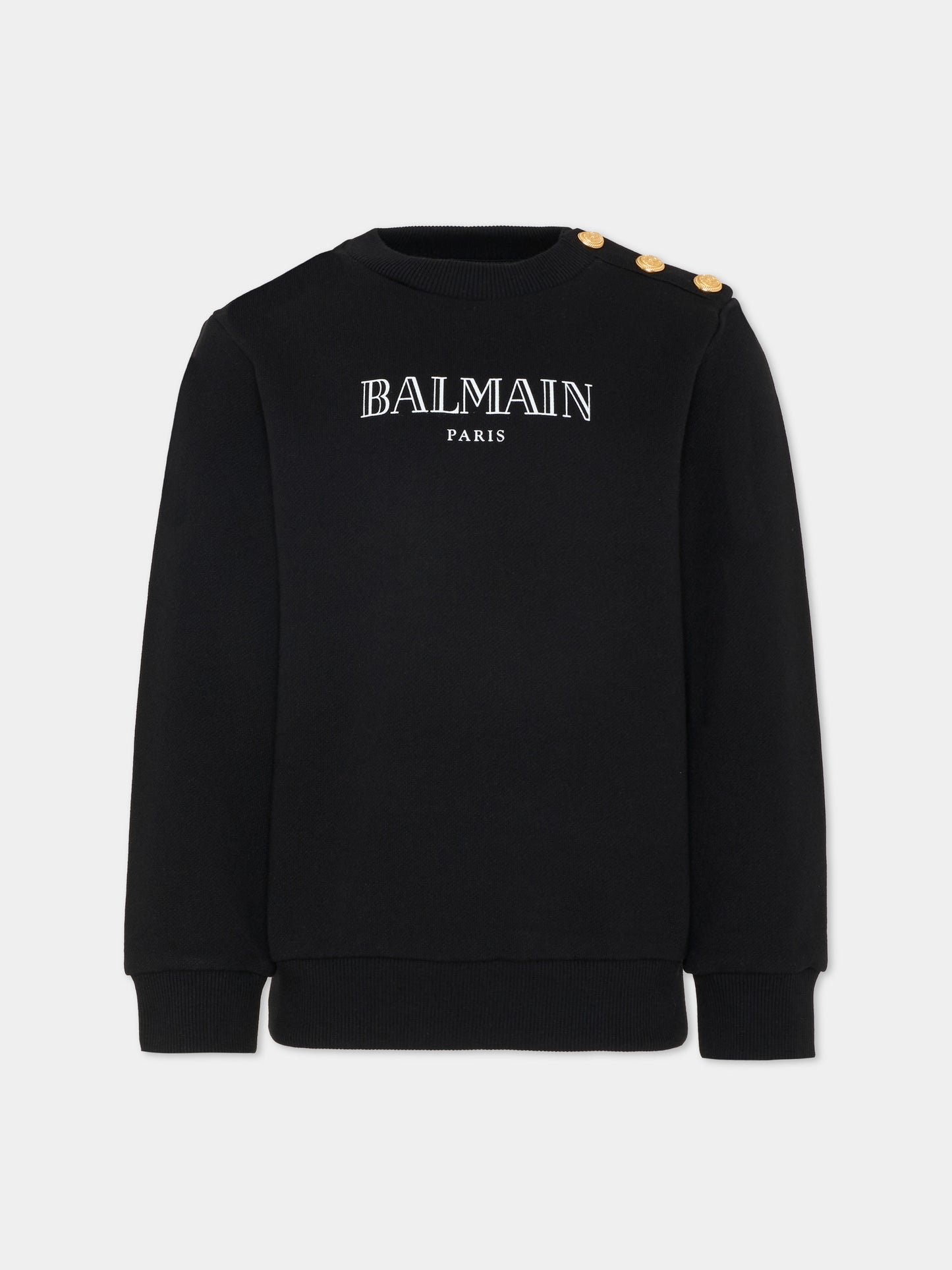 Felpa nera per bambini con logo,Balmain Kids,BY4P20-Z3183 930BC