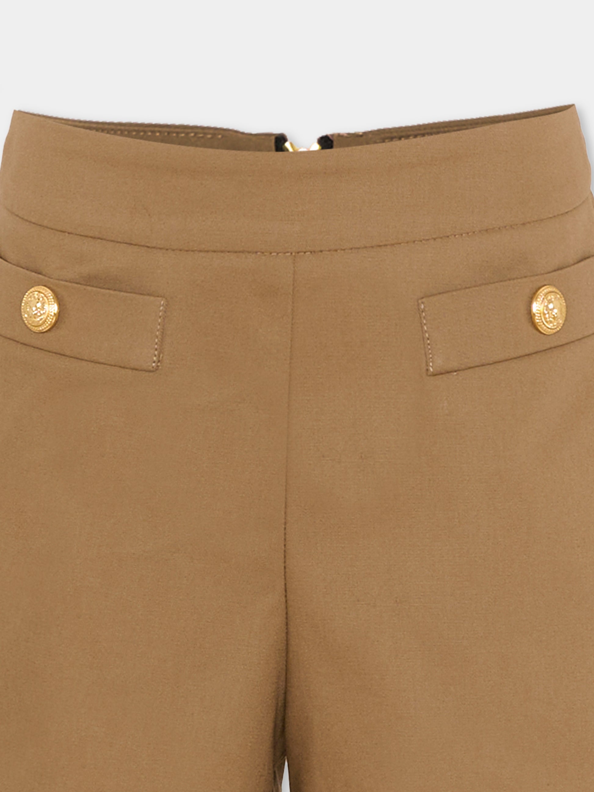 Shorts eleganti beige per bambina con bottoni oro,Balmain Kids,BY6B19-G0197 315