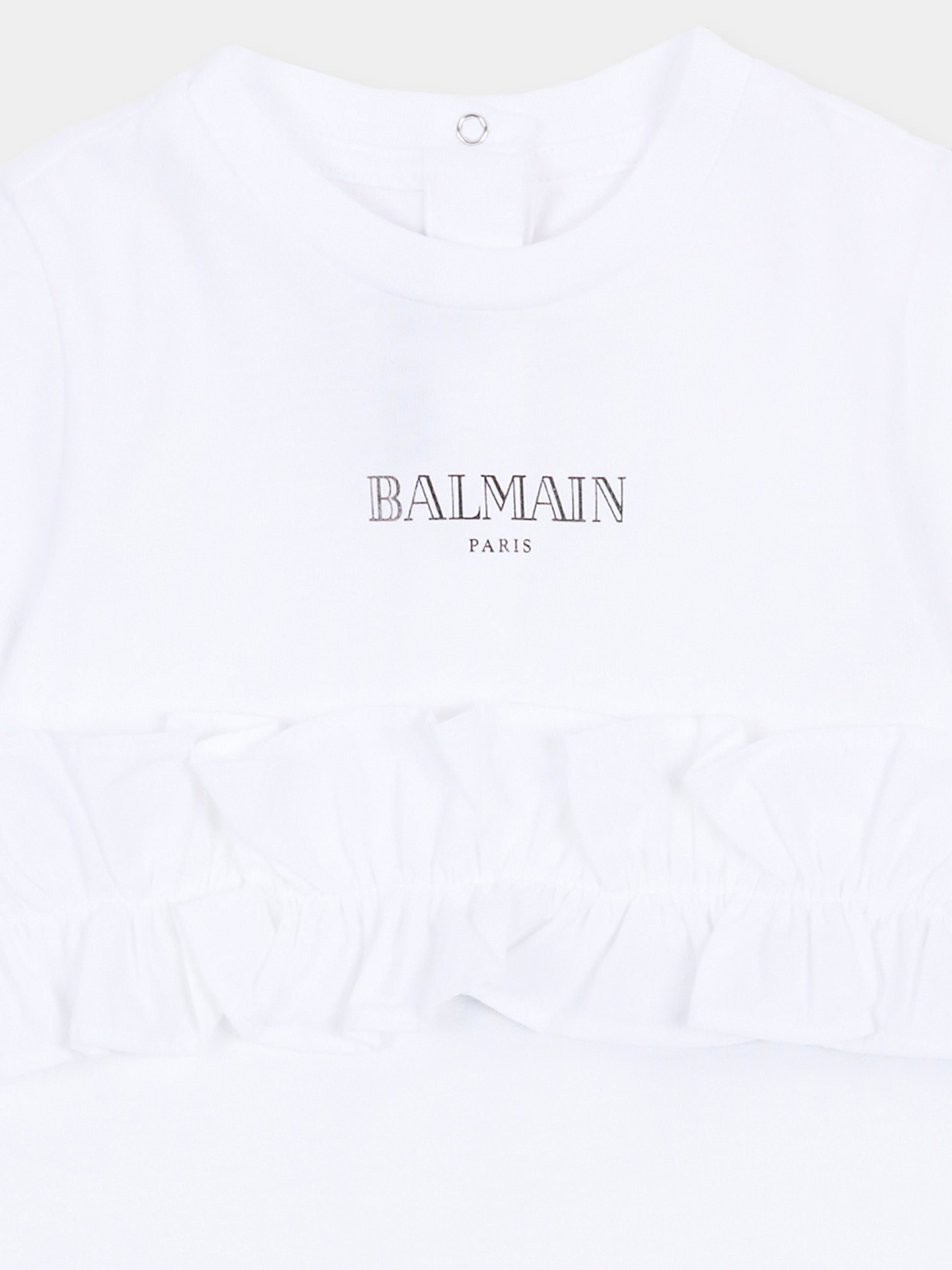 T-shirt bianca per neonati con logo,Balmain Kids,BY8081-Z3672 100NE