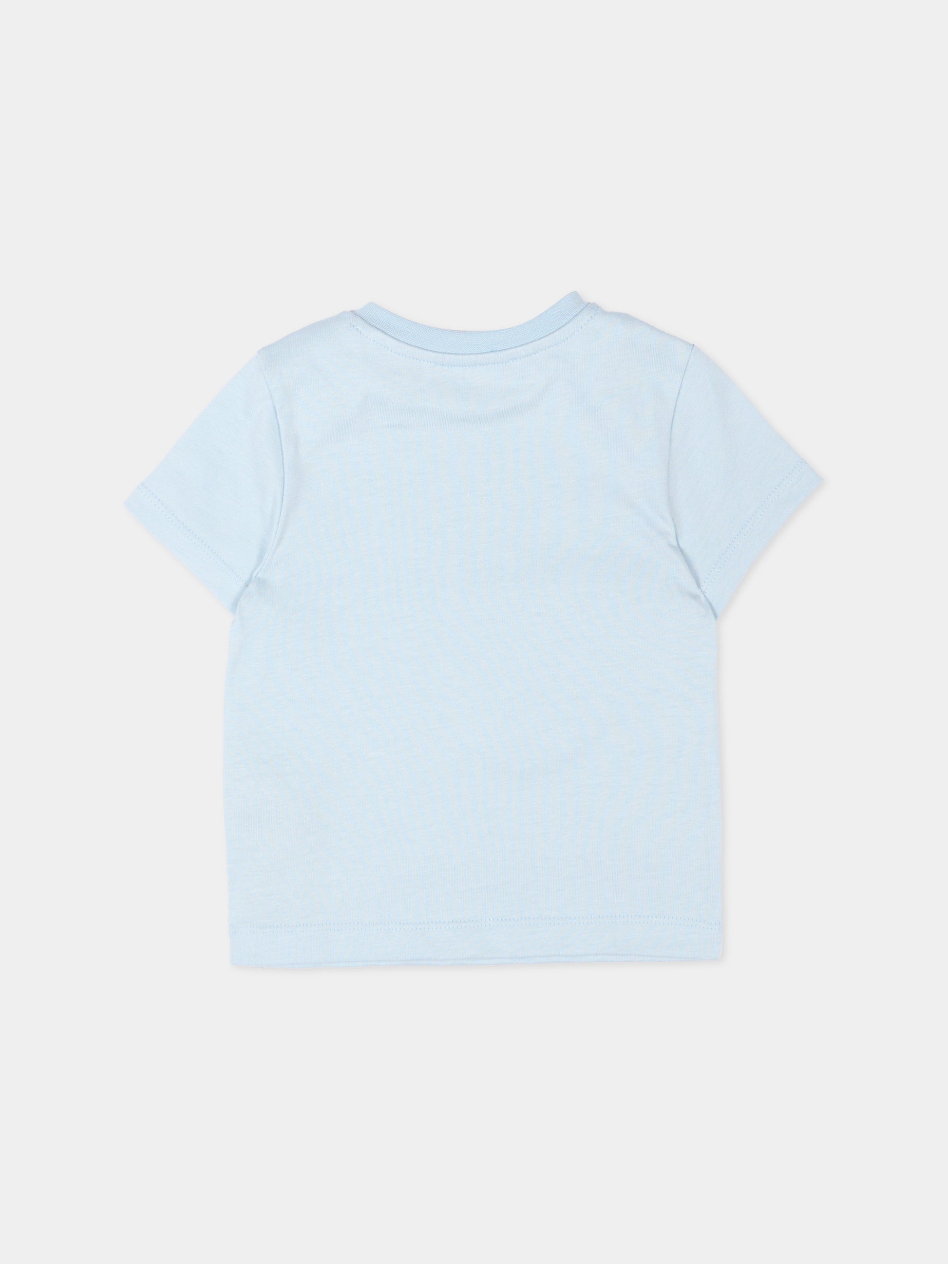 T-Shirt celeste per neonato con logo,Balmain Kids,BY8551-Z3672 685BC