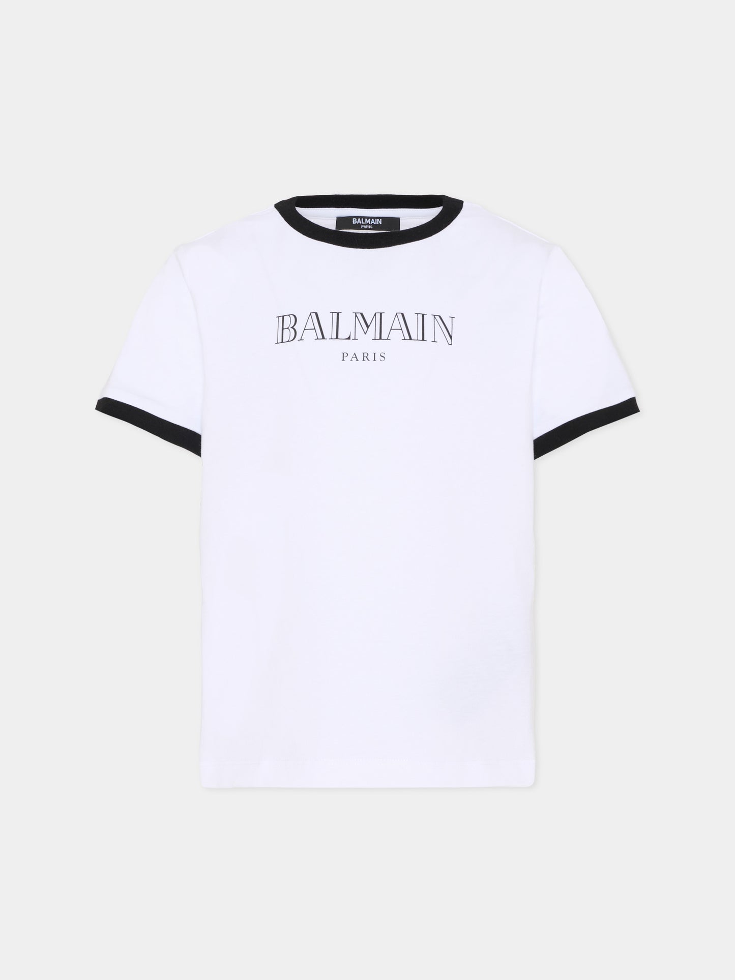 T-shirt avorio per bambini con logo,Balmain Kids,BY8P41-Z3672 100NE