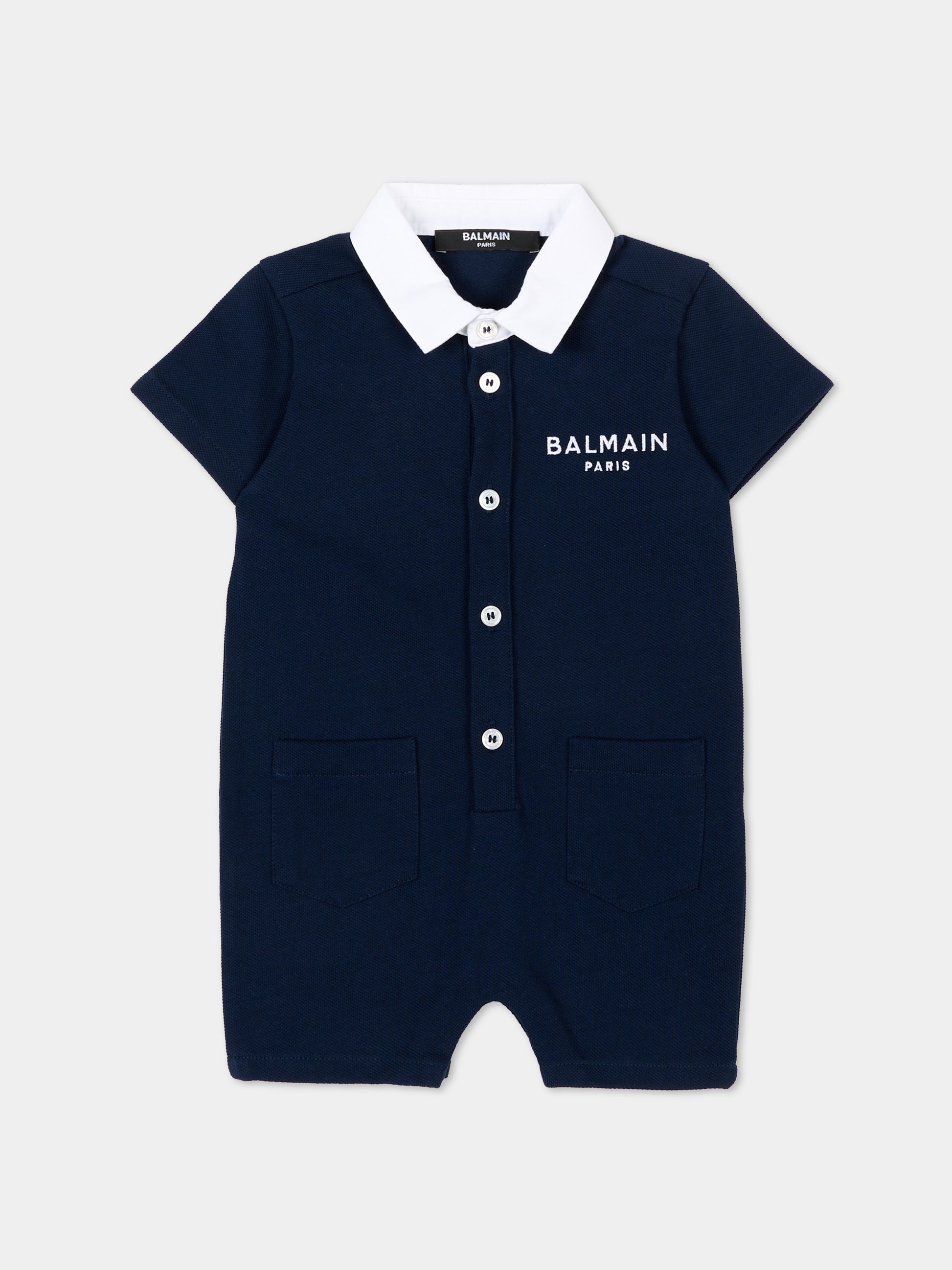 Tutina blu per neonato con logo,Balmain Kids,BYA501-Z3658 617BC