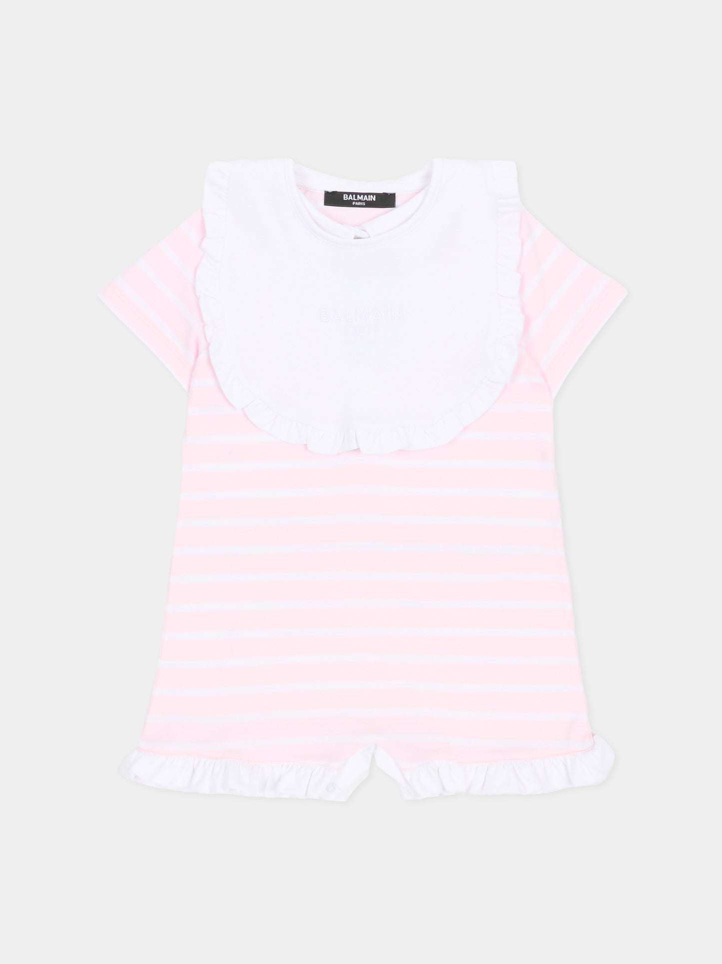 Set pagliaccetti rosa per neonata con logo ricamato,Balmain Kids,BYB000-Z3657 51EBC