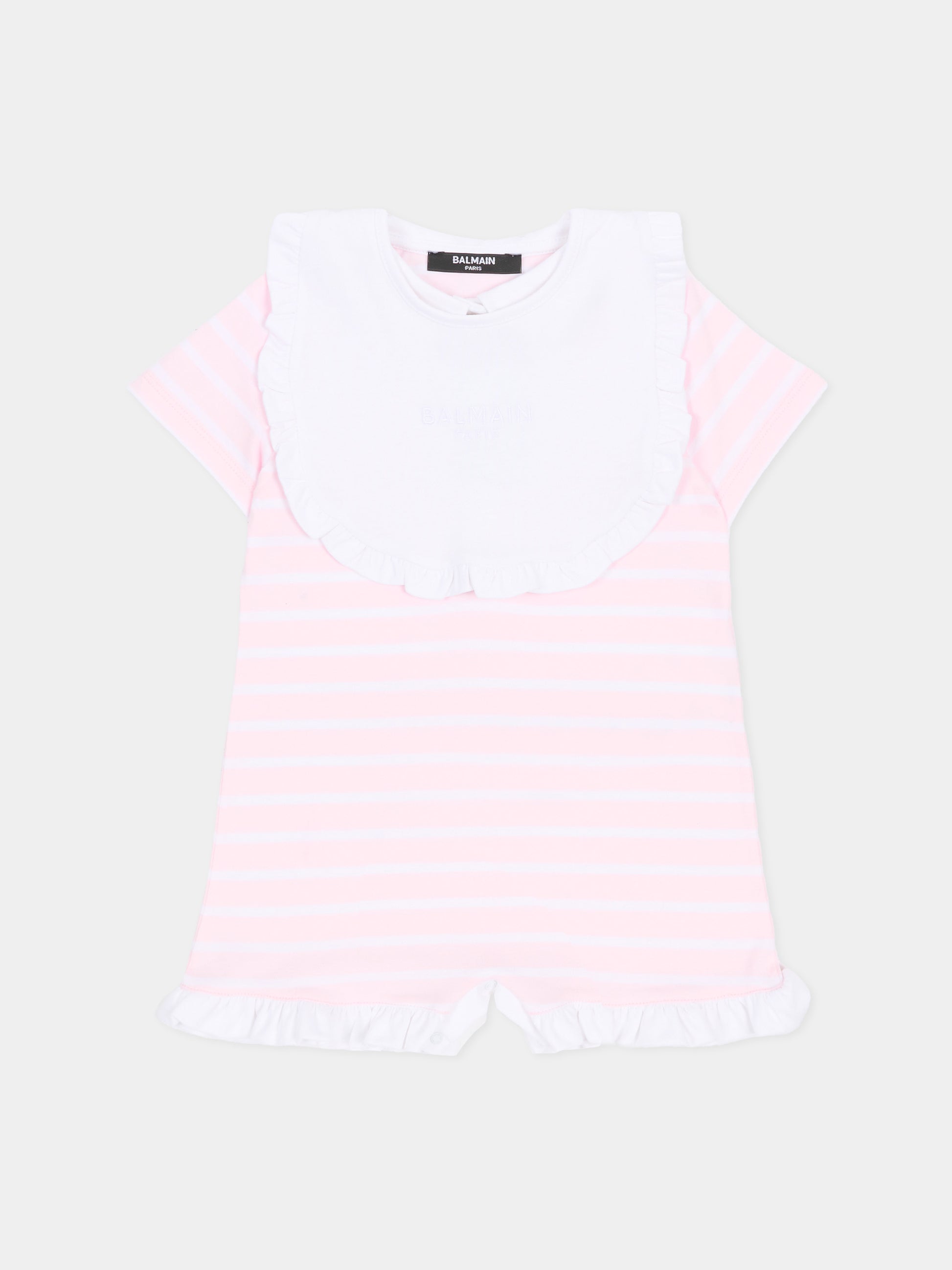 Set pagliaccetti rosa per neonata con logo ricamato,Balmain Kids,BYB000-Z3657 51EBC