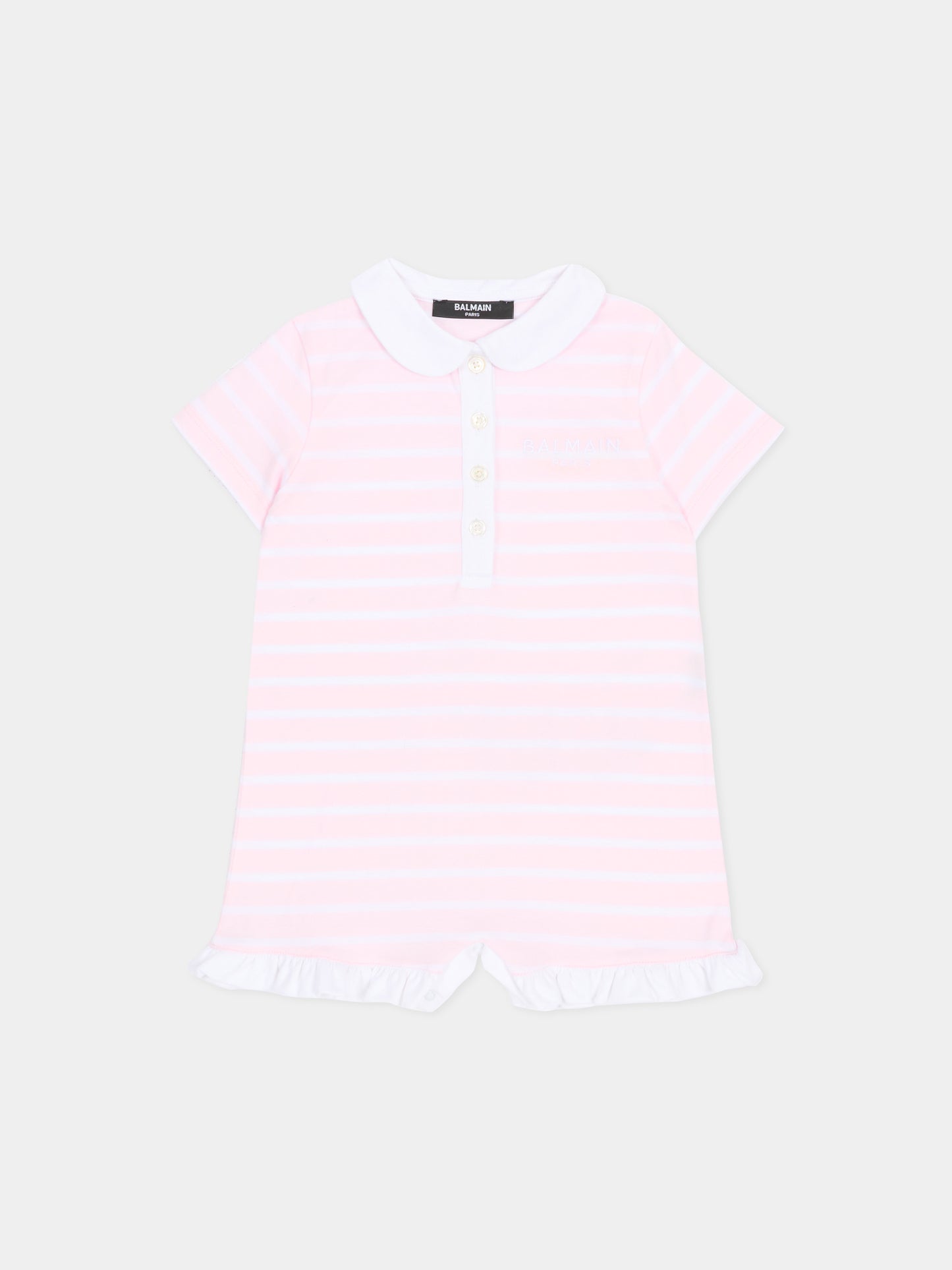 Set pagliaccetti rosa per neonata con logo ricamato,Balmain Kids,BYB000-Z3657 51EBC
