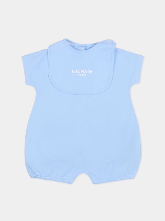 Pagliaccetto celeste per neonato con logo,Balmain Kids,BYB510-Z3672 652BC