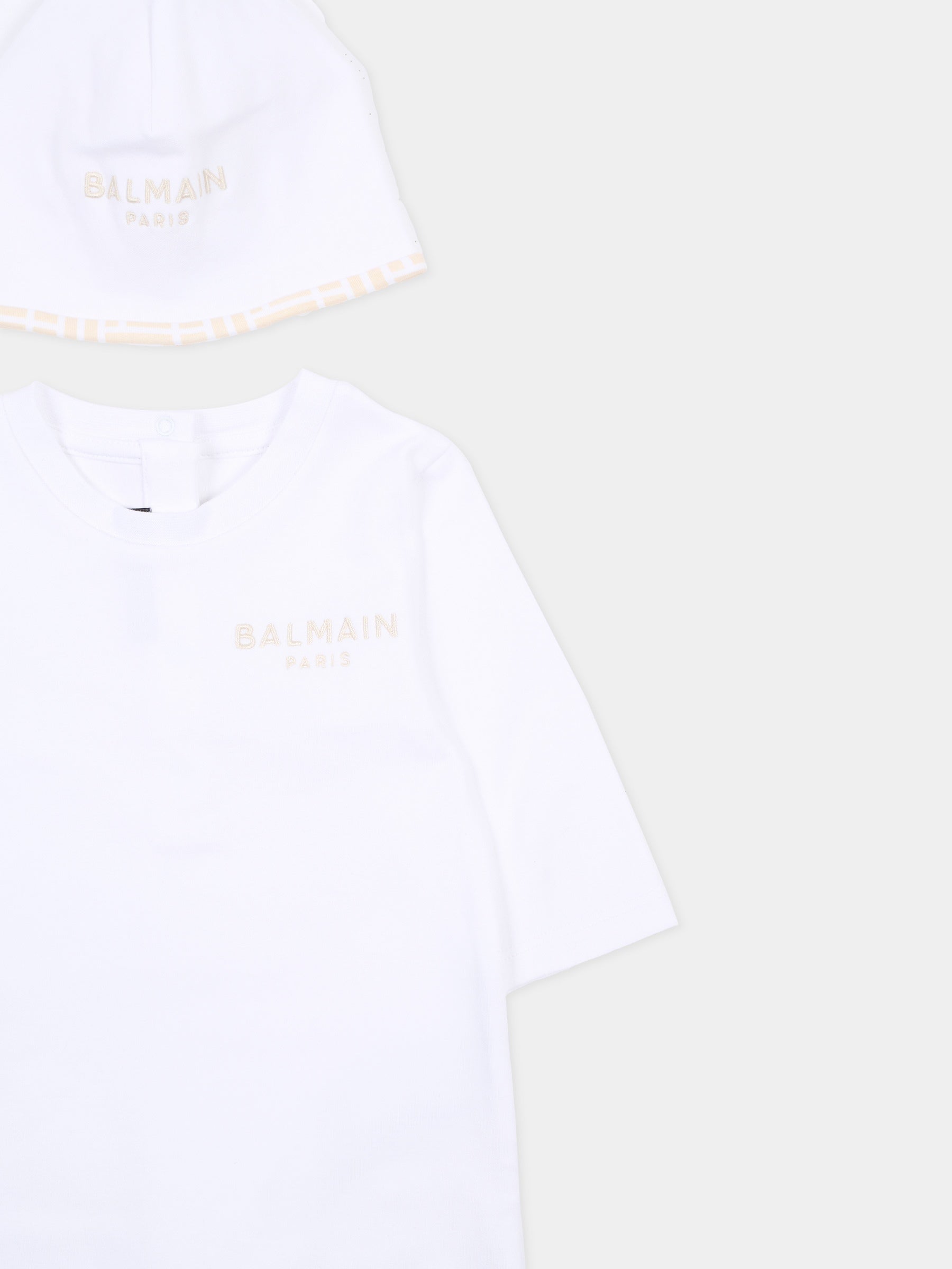 Set tutina bianco per neonati con logo,Balmain Kids,BYB560 Z3278 100BG