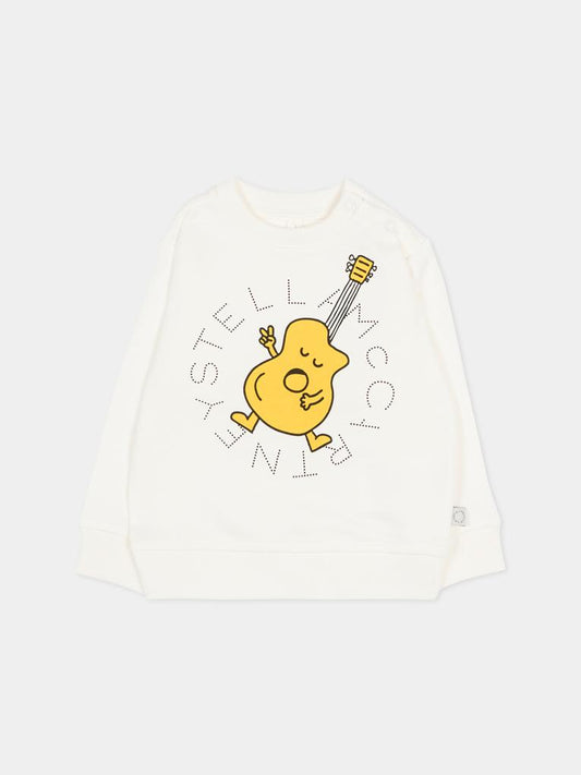Felpa avorio per neonato con stampa chitarra,Stella Mccartney Kids,TY4500-Z0499 101