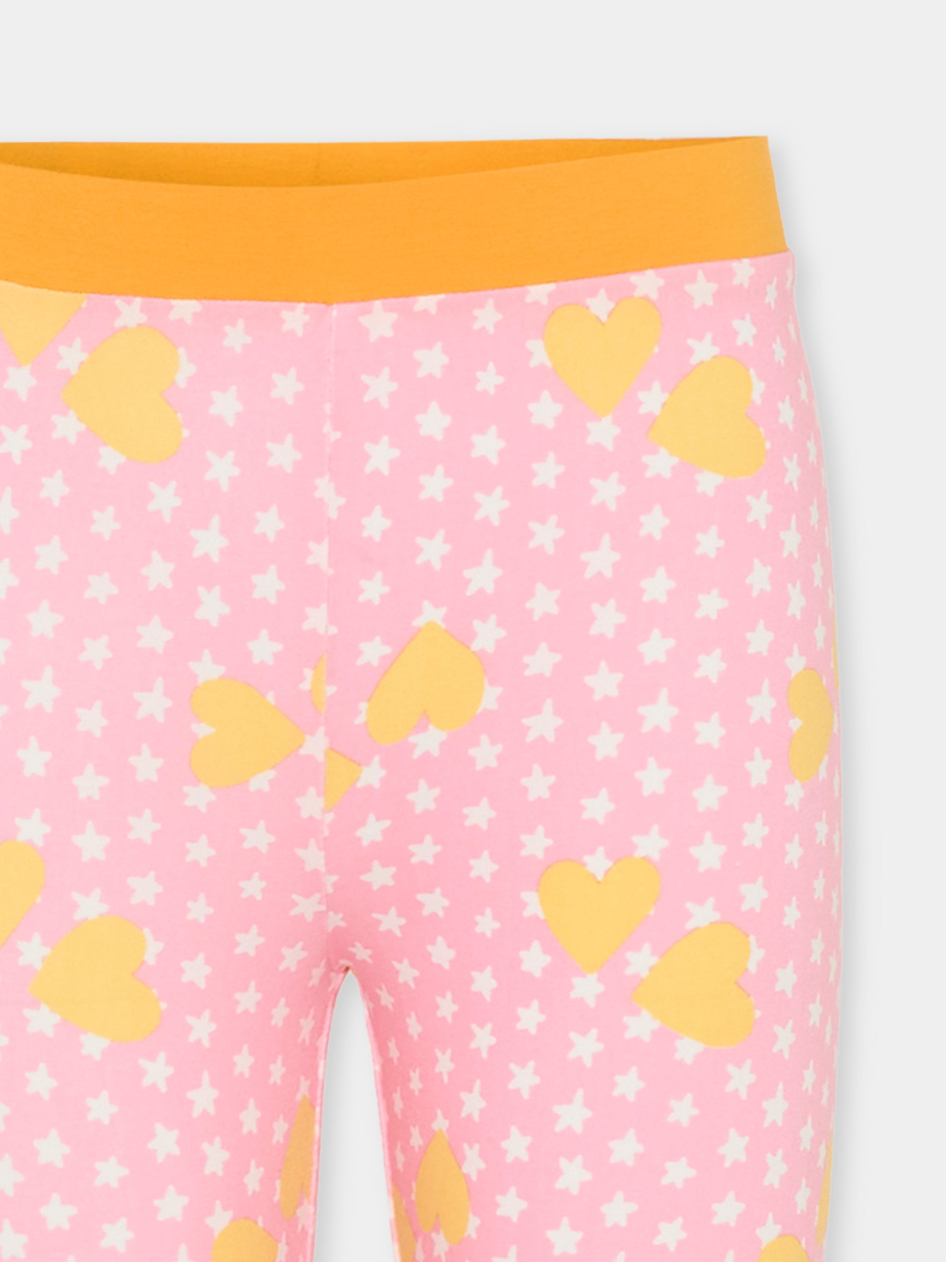 Leggings rosa per bambina con stelle e cuori,Stella Mccartney Kids,TY6A40-Z3417 51UMC