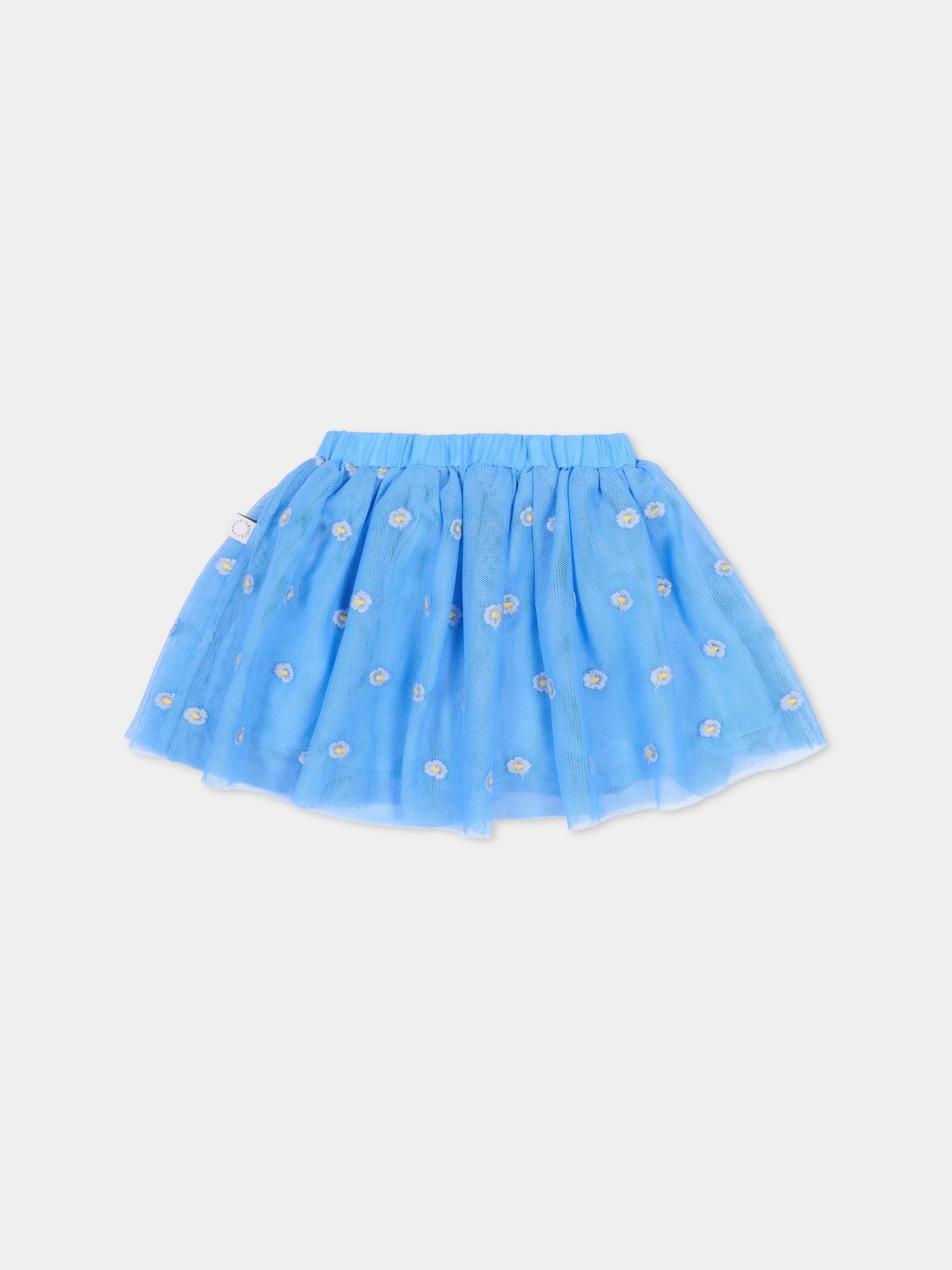 Gonna azzurra per neonata con fiori ricamati,Stella Mccartney Kids,TY7011-Z3653 636EM