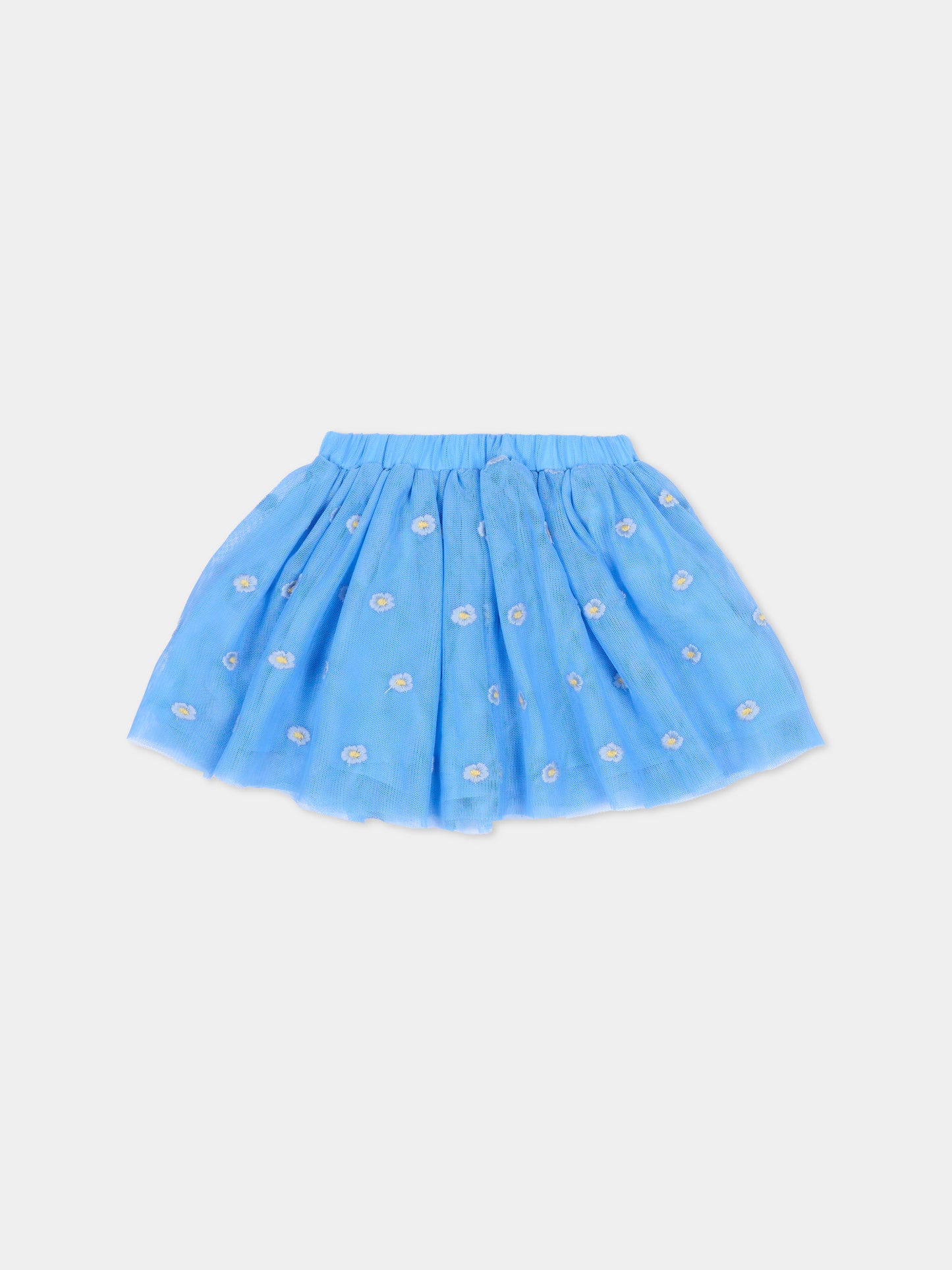 Gonna azzurra per neonata con fiori ricamati,Stella Mccartney Kids,TY7011-Z3653 636EM