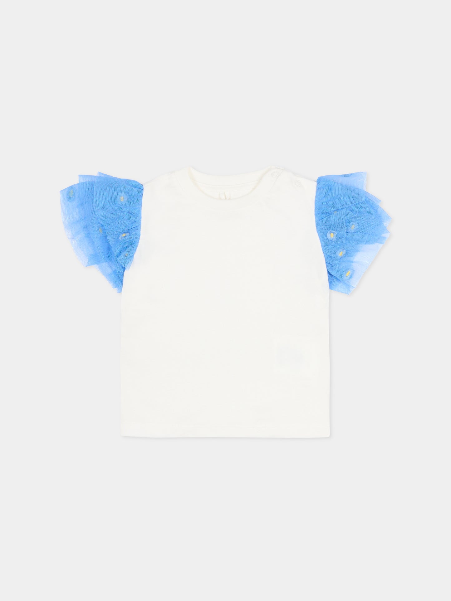 T-shirt avorio per neonata con fiori,Stella Mccartney Kids,TY8041-Z0434 101