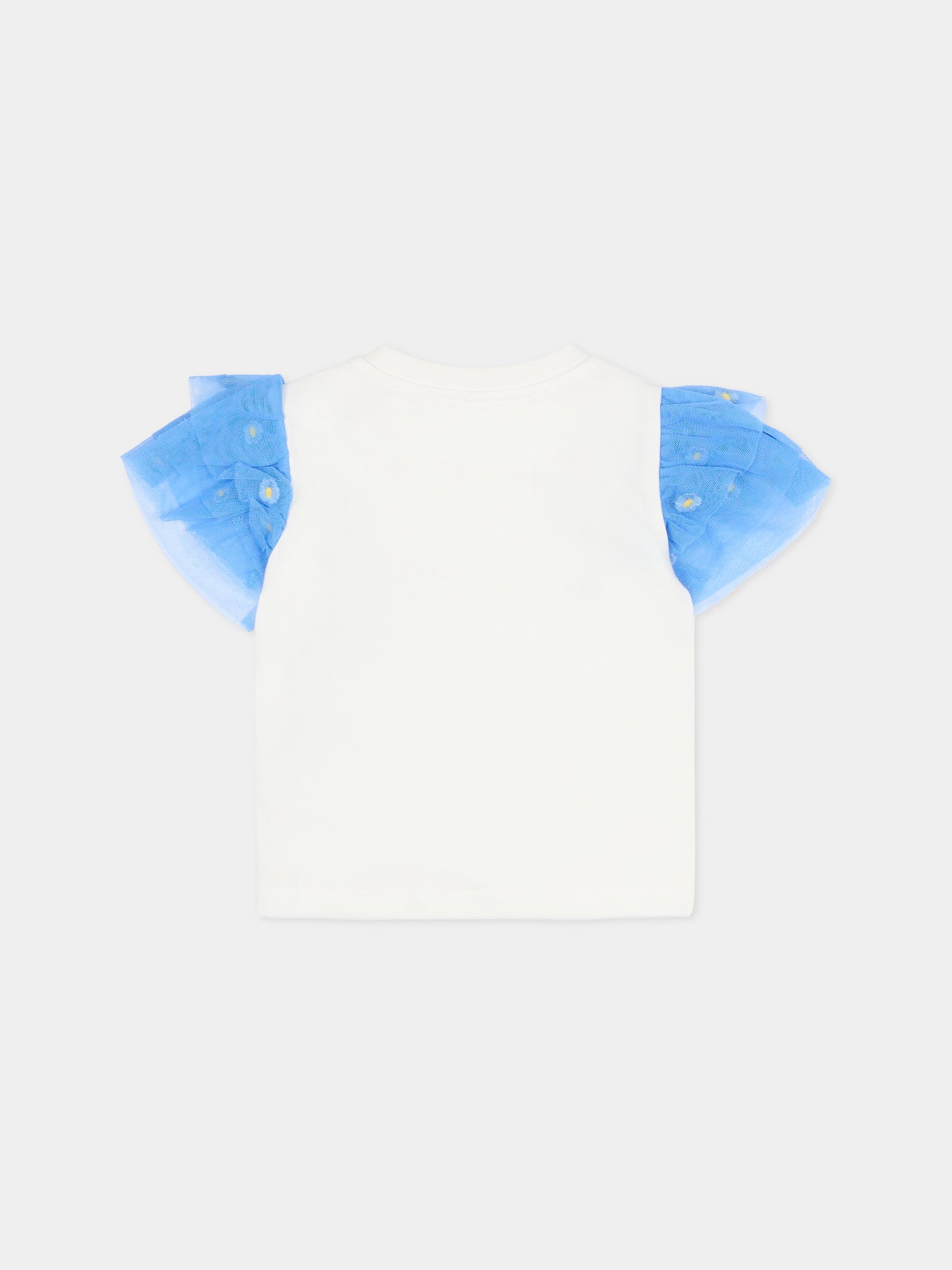 T-shirt avorio per neonata con fiori,Stella Mccartney Kids,TY8041-Z0434 101