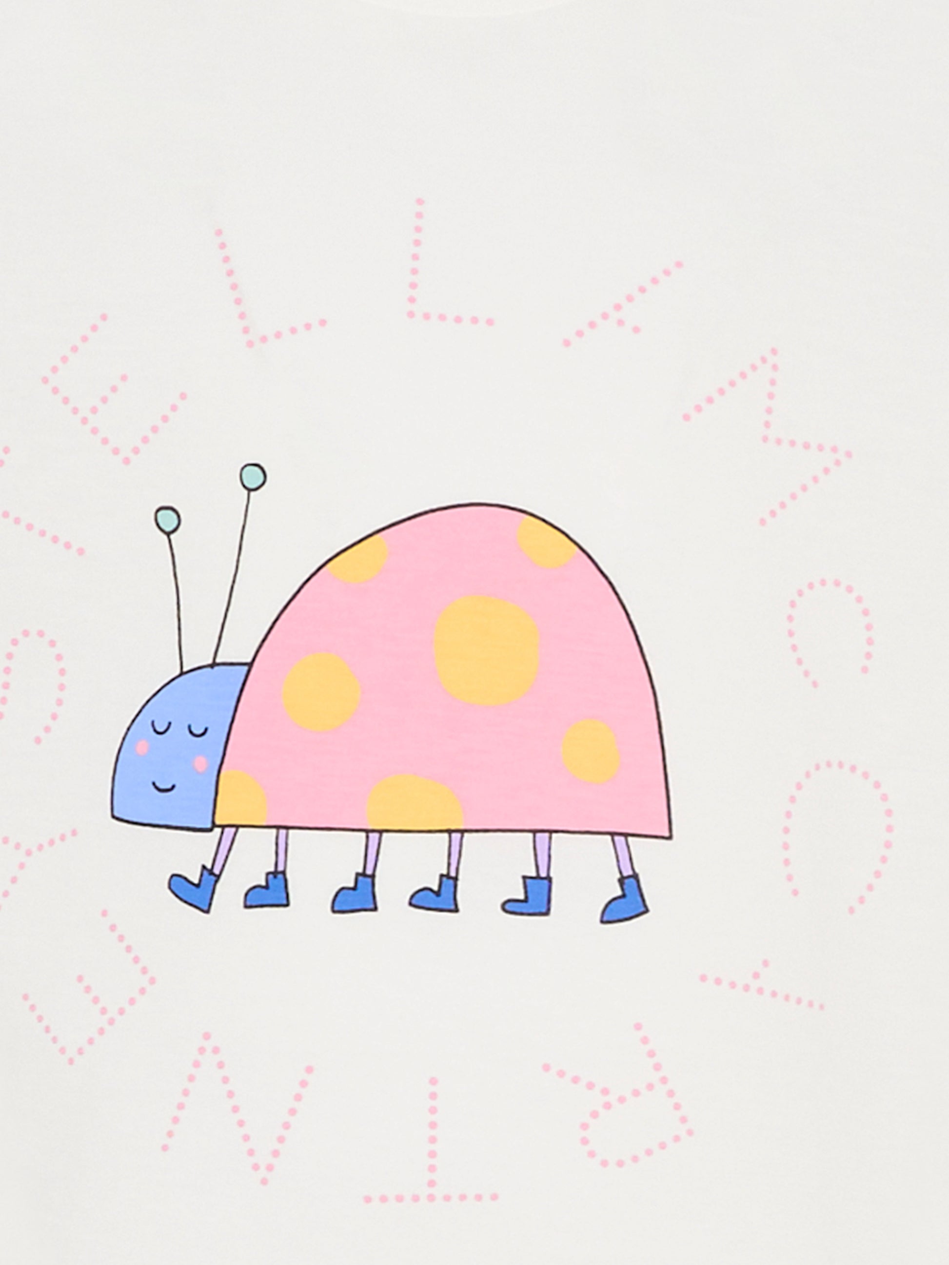 T-shirt avorio per bambina con stampa coccinella,Stella Mccartney Kids,TY8A01-Z0434 101