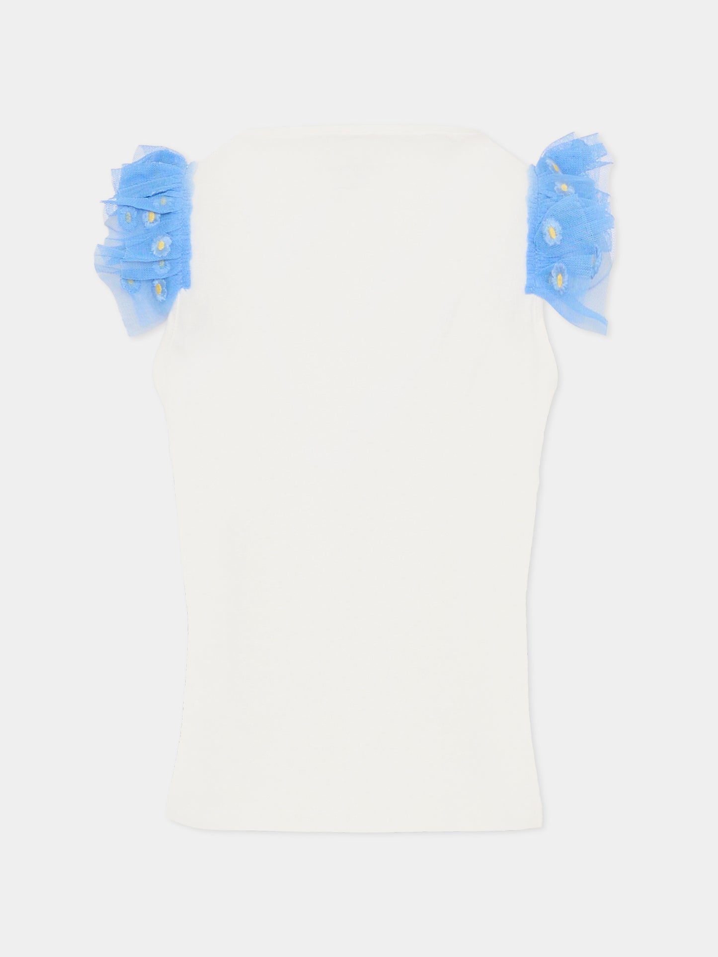 Ivory T-shirt for girl with flowers