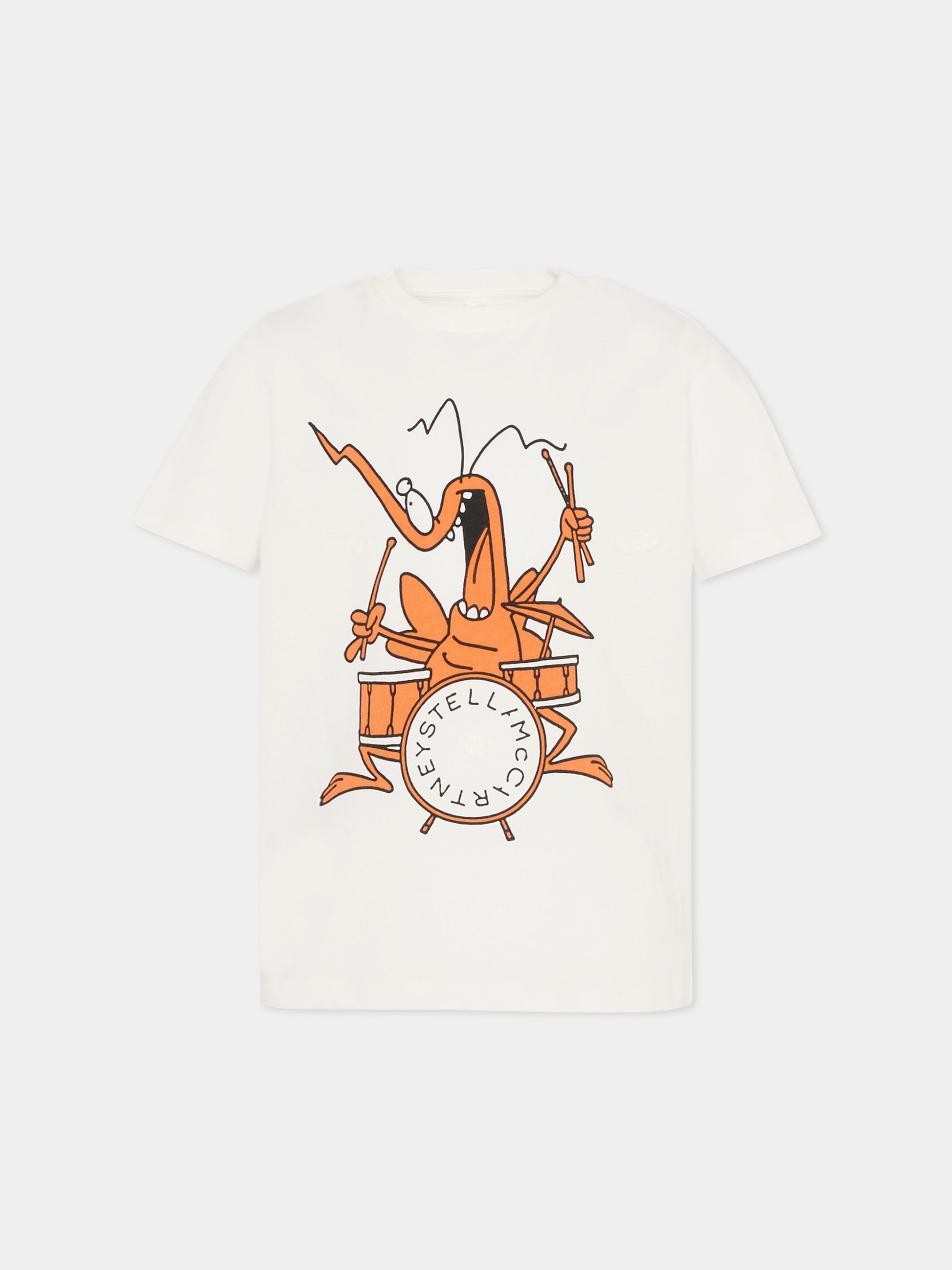 T-shirt avorio per bambino con stampa insetto,Stella Mccartney Kids,TY8P31-Z0434 101