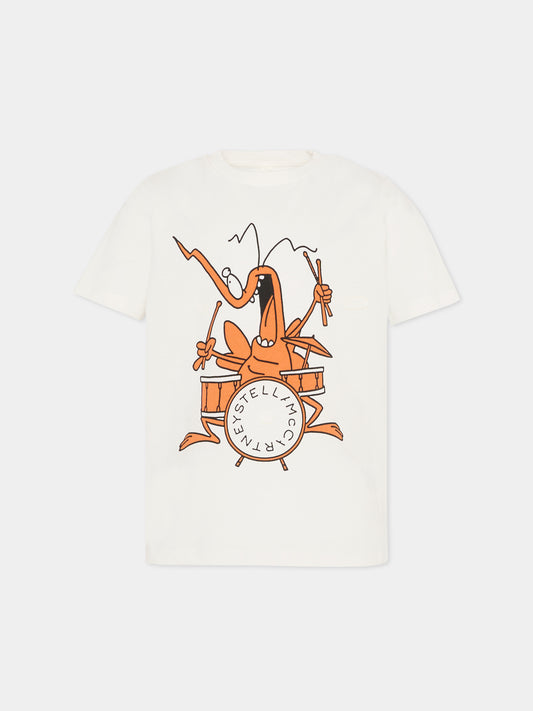 T-shirt avorio per bambino con stampa insetto,Stella Mccartney Kids,TY8P31-Z0434 101