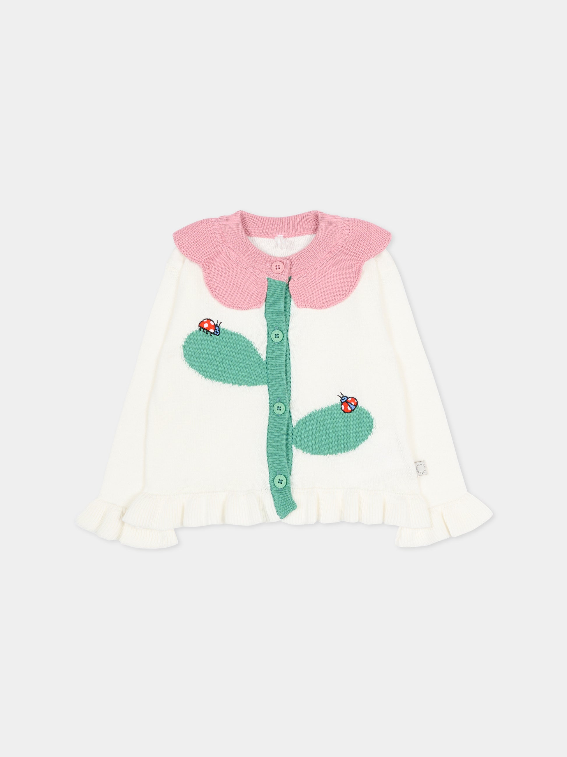 Cardigan avorio per neonata con coccinelle ricamate,Stella Mccartney Kids,TY9100-Z2423 101