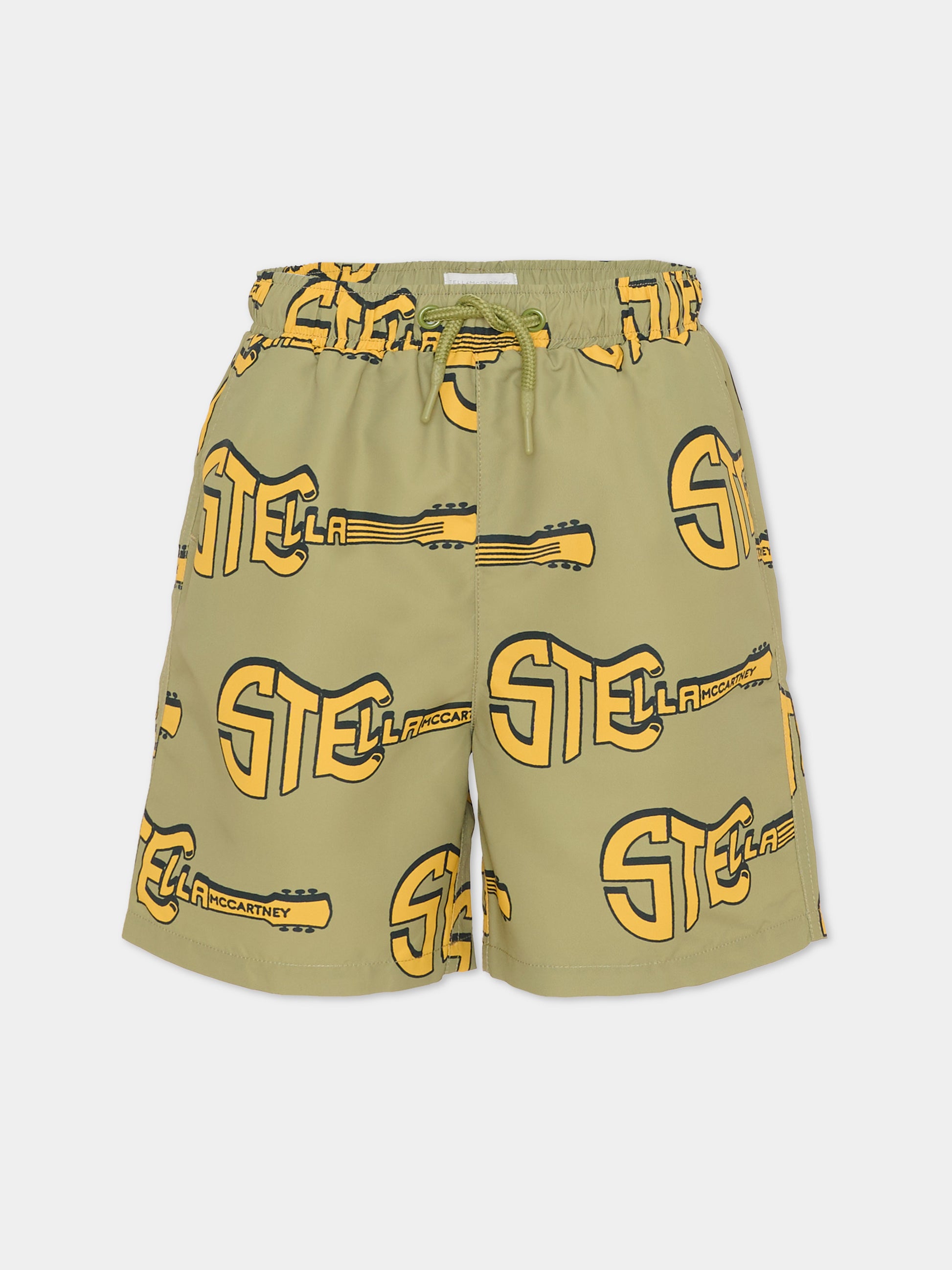 Boxer mare verde per bambino con chitarra,Stella Mccartney Kids,TYCP59-Z3527 663MC