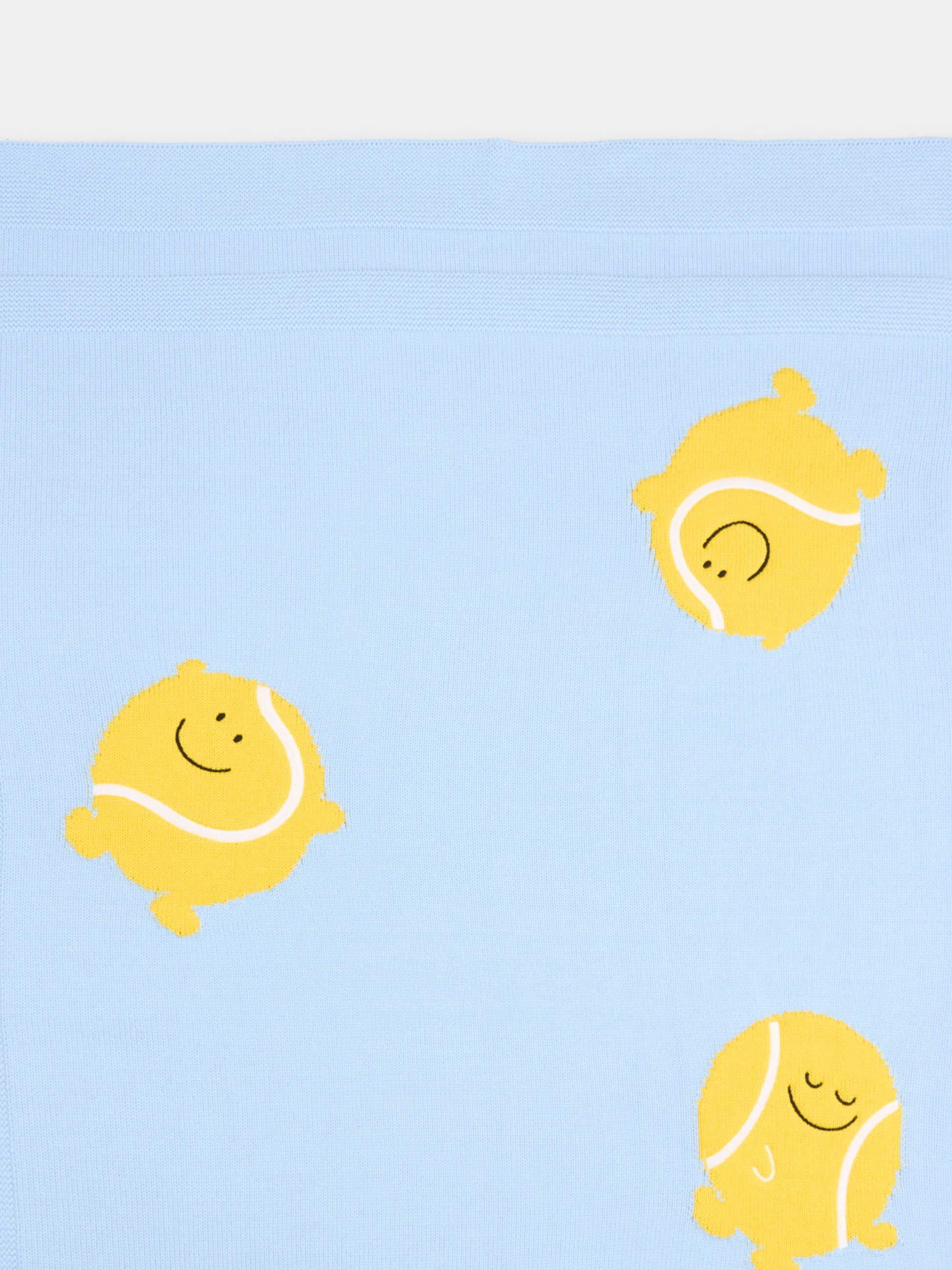 Coperta celeste per neonato con ricamo palline da tennis,Stella Mccartney Kids,TY0510-Z2423 602