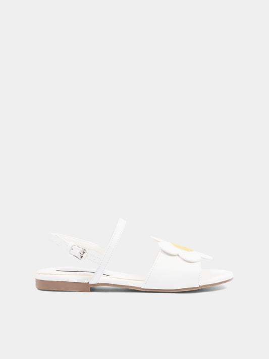 Sandali avorio per bambina con margherita,Stella Mccartney Kids,TY0D06-Z2118 101