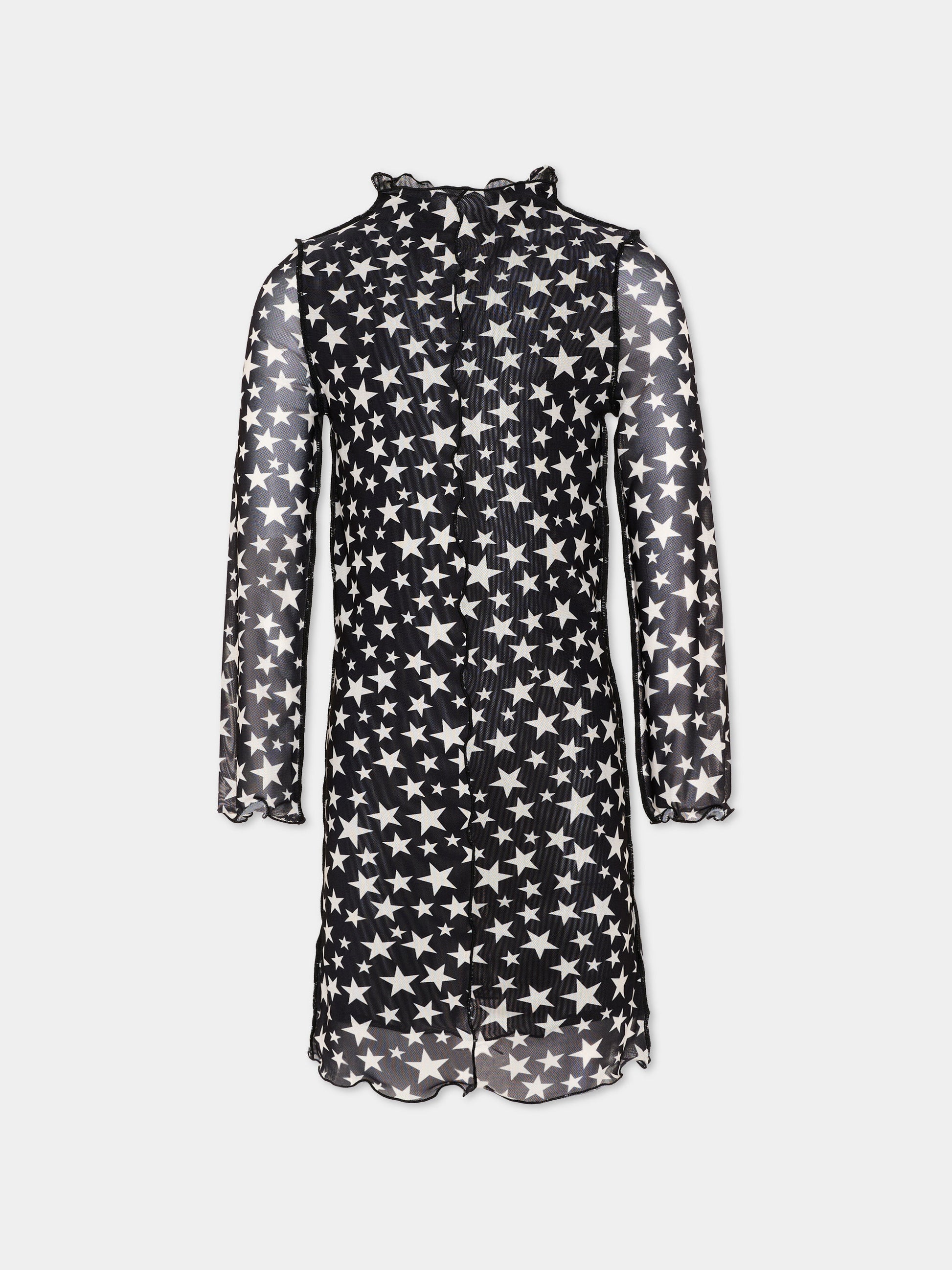 Abito nero per bambina con stelle,Stella Mccartney Kids,TY1D10-Z3483 930AV