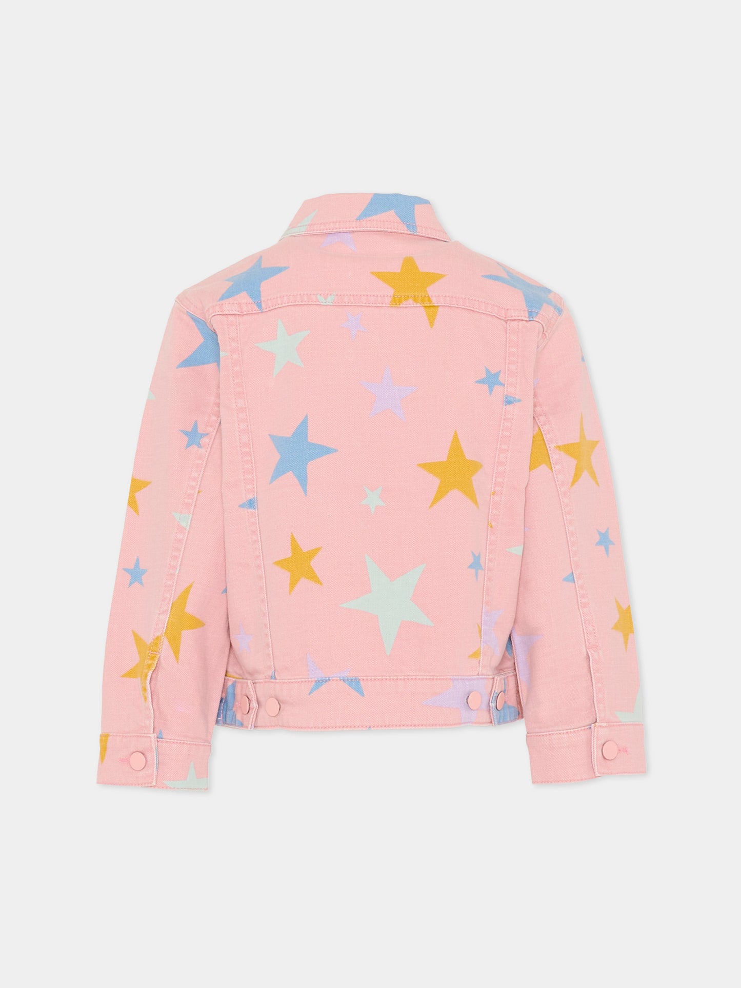 Giubbotto di jeans rosa per bambina con stampa stelle,Stella Mccartney Kids,TY2A37-Z2572 507MC