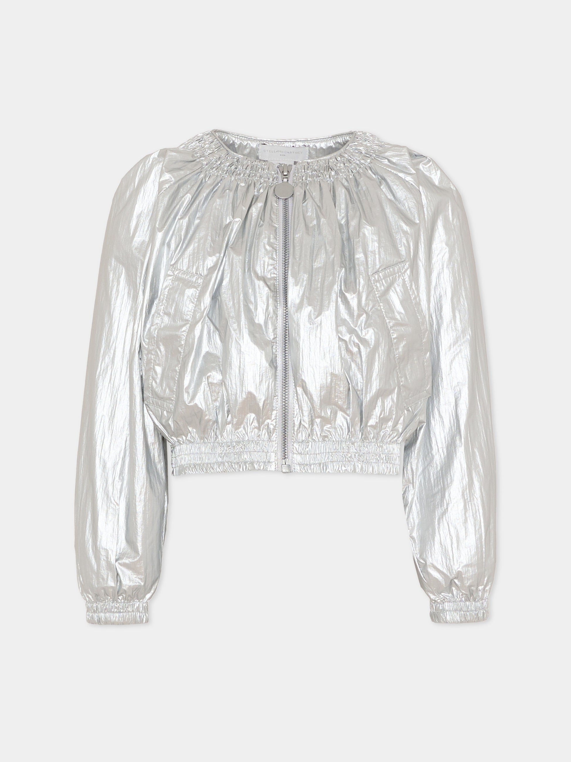 Giubbotto crop argento per bambina,Stella Mccartney Kids,TY2A77-Z0152 925