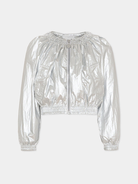Giubbotto crop argento per bambina,Stella Mccartney Kids,TY2A77-Z0152 925