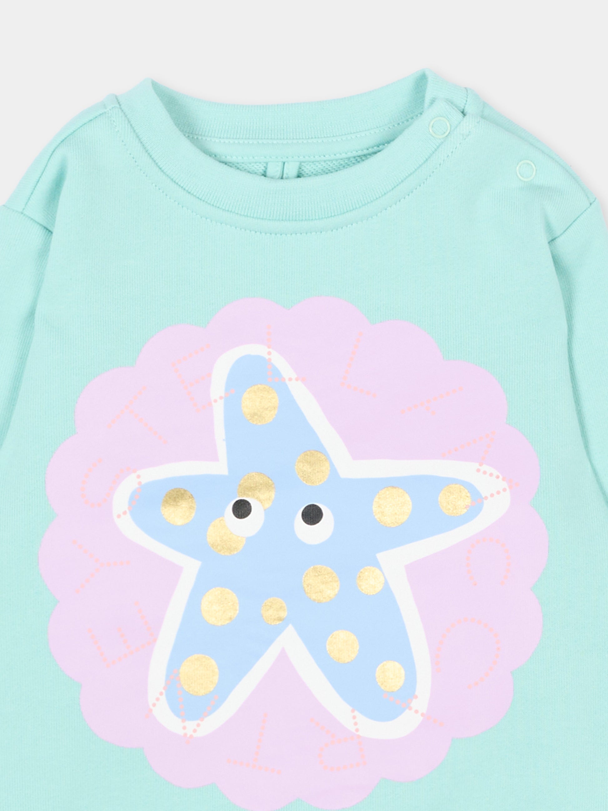 Felpa azzurra per neonata con stella,Stella Mccartney Kids,TY4050-Z3409 683