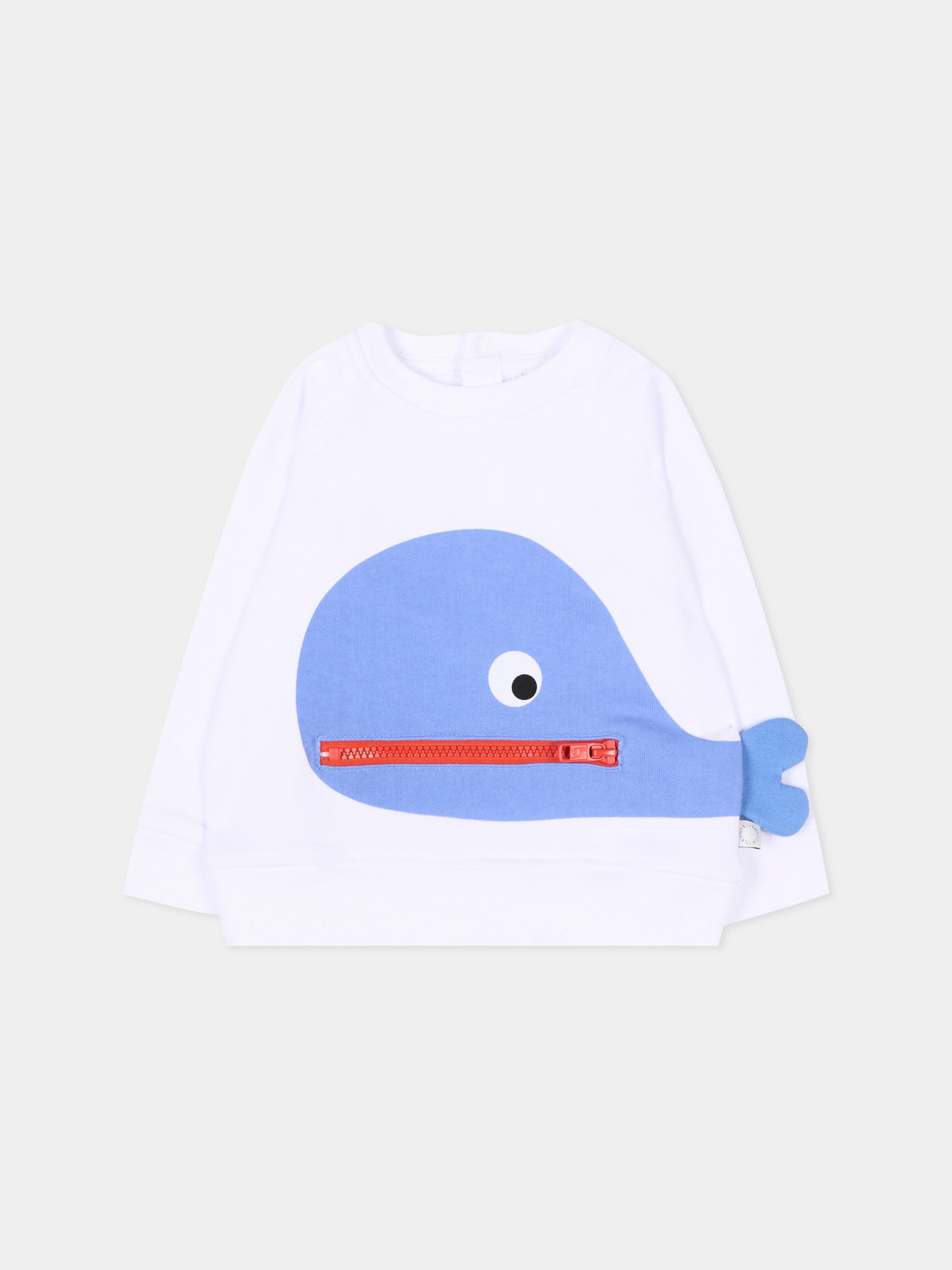 Felpa bianca per neonato con balena,Stella Mccartney Kids,TY4560-Z3409 100