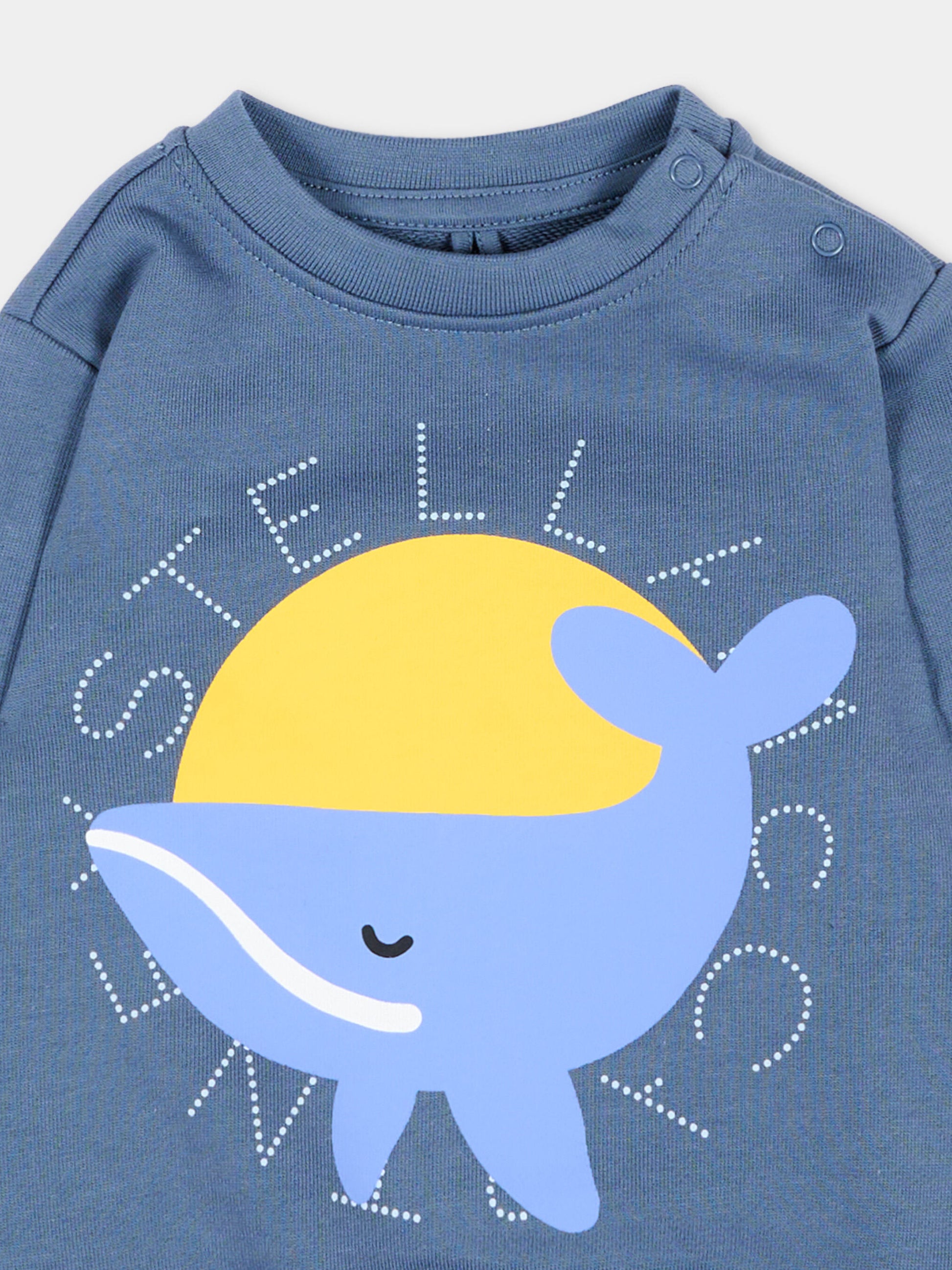 Felpa blu per neonato con balena,Stella Mccartney Kids,TY4570-Z3409 61B