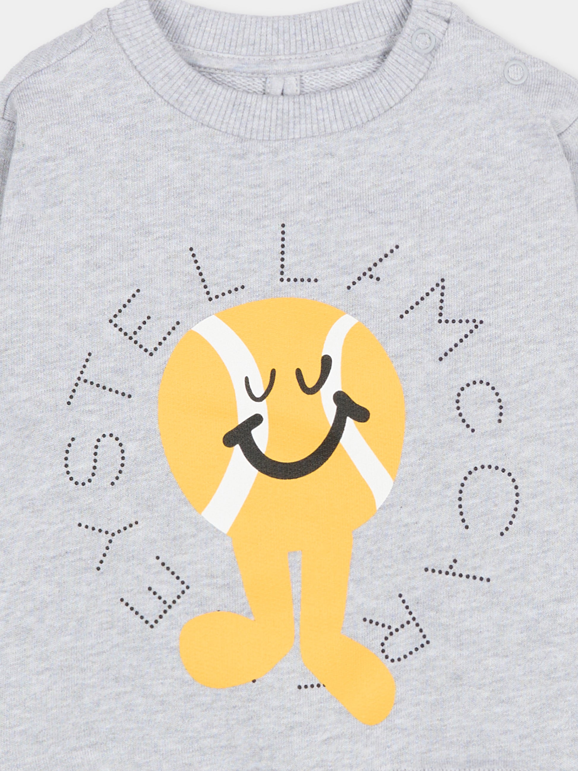 Felpa grigia per neonato con stampa palla da tennis,Stella Mccartney Kids,TY4580-Z0499 807