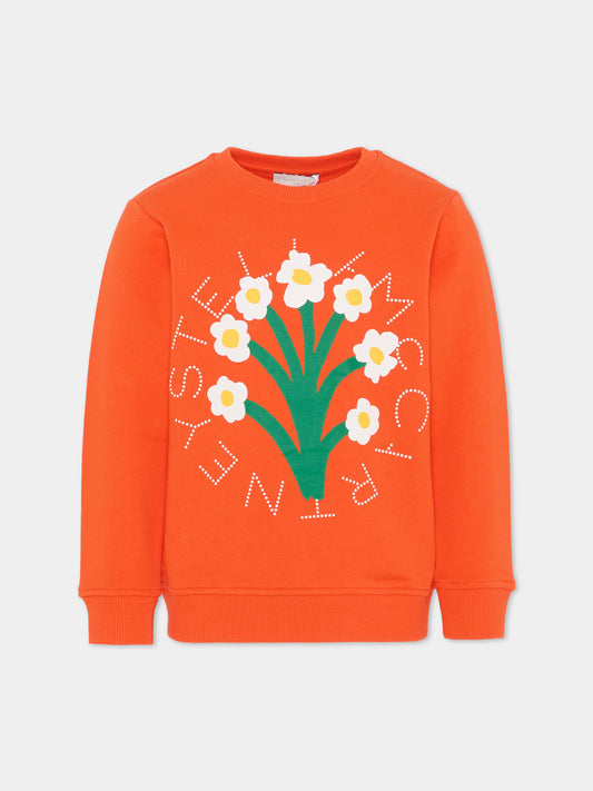 Felpa rossa per bambina con stampa floreale,Stella Mccartney Kids,TY4B00-Z0499 426