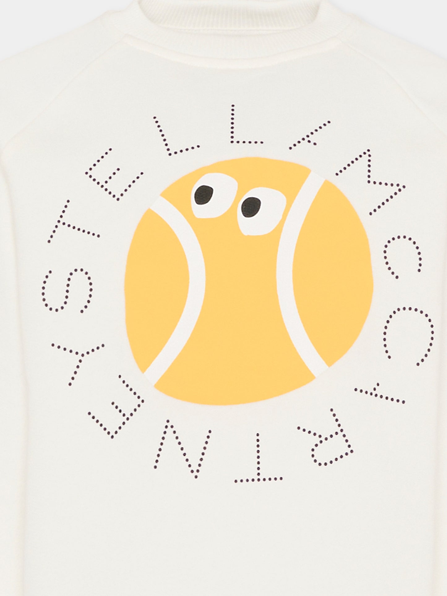 Felpa avorio per bambino con stampa palla da tennis,Stella Mccartney Kids,TY4Q60-Z0499 101