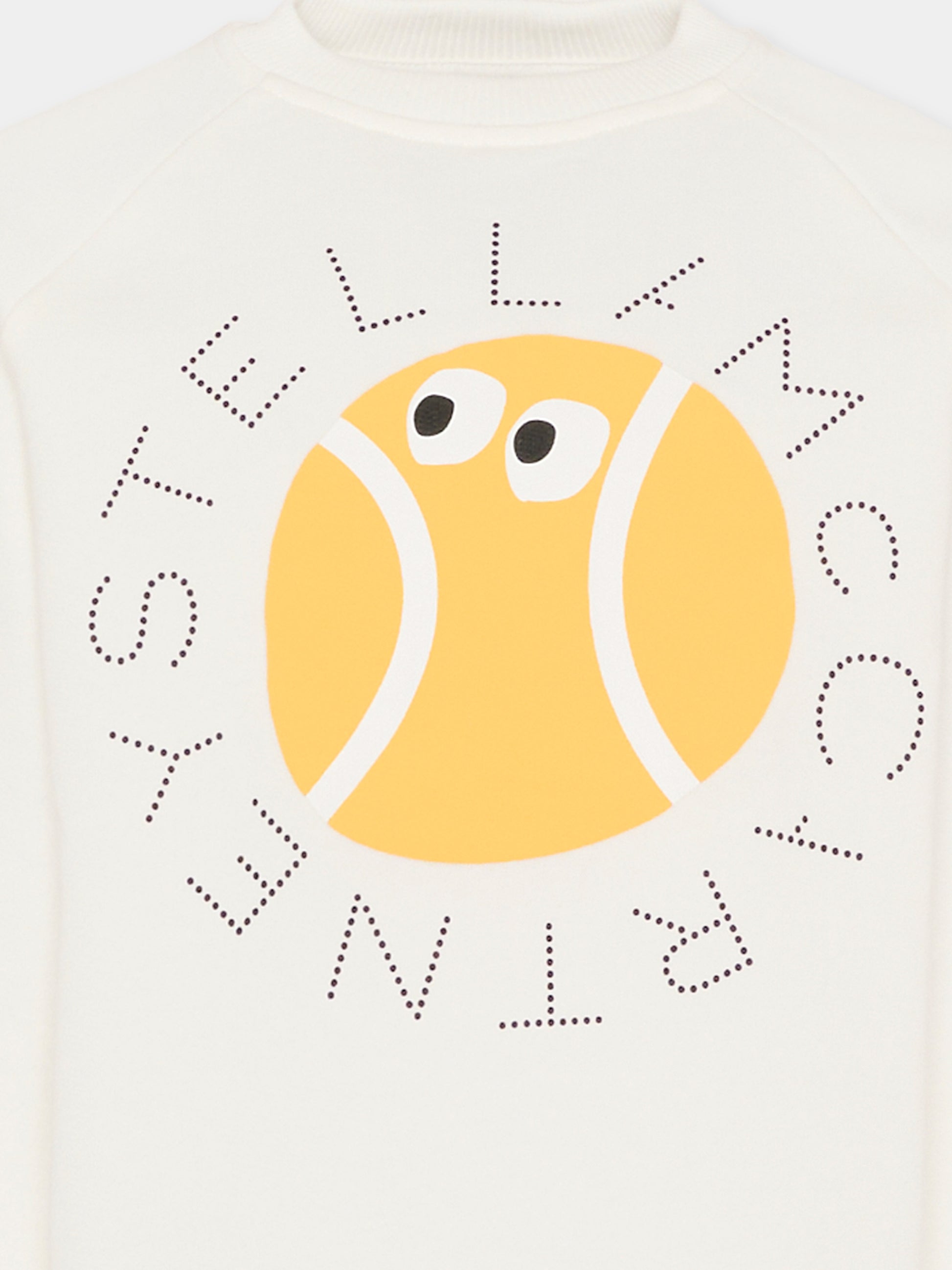 Felpa avorio per bambino con stampa palla da tennis,Stella Mccartney Kids,TY4Q60-Z0499 101