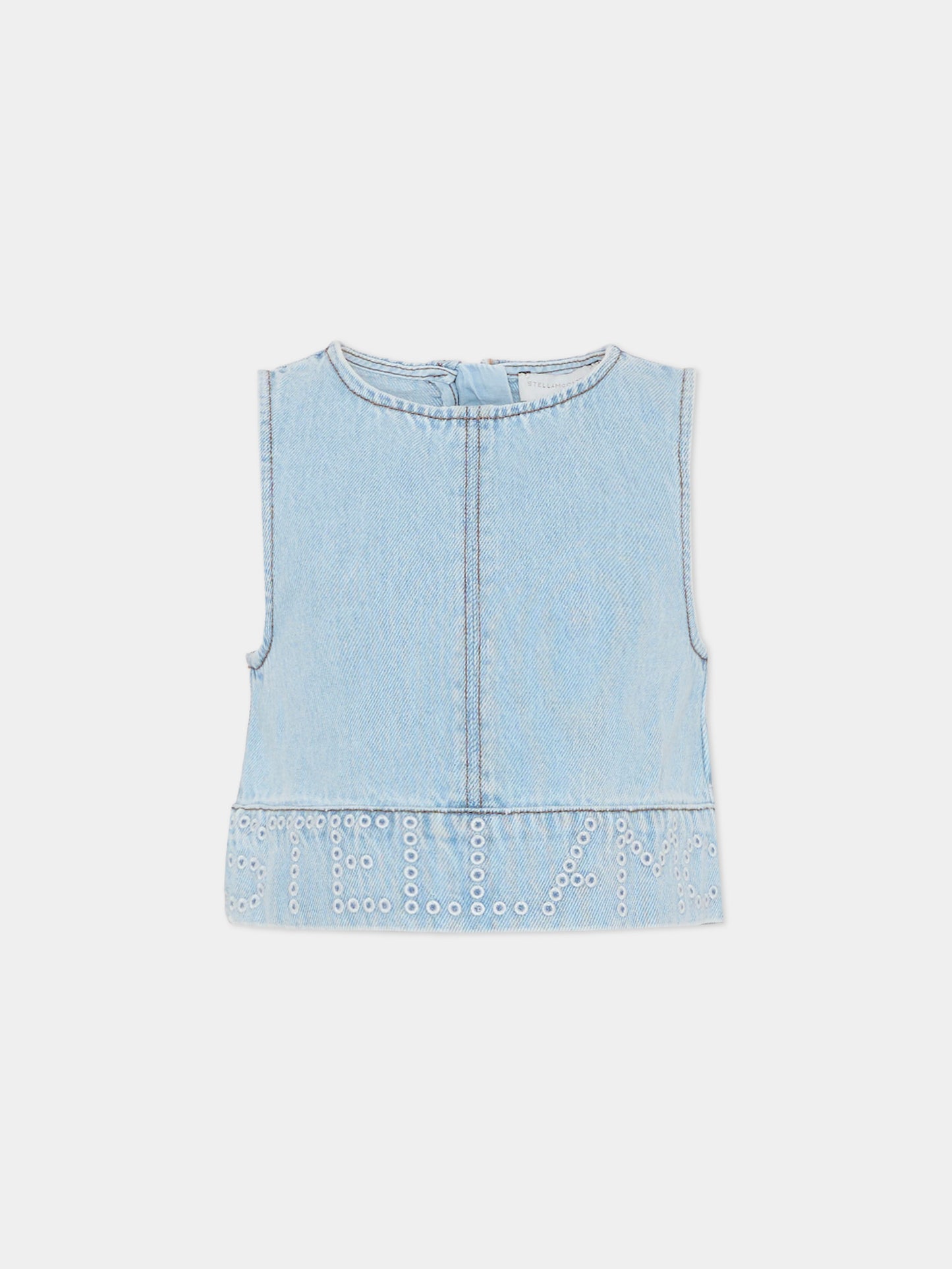 Top denim per bambina con logo,Stella Mccartney Kids,TY5A52-Z0746 600