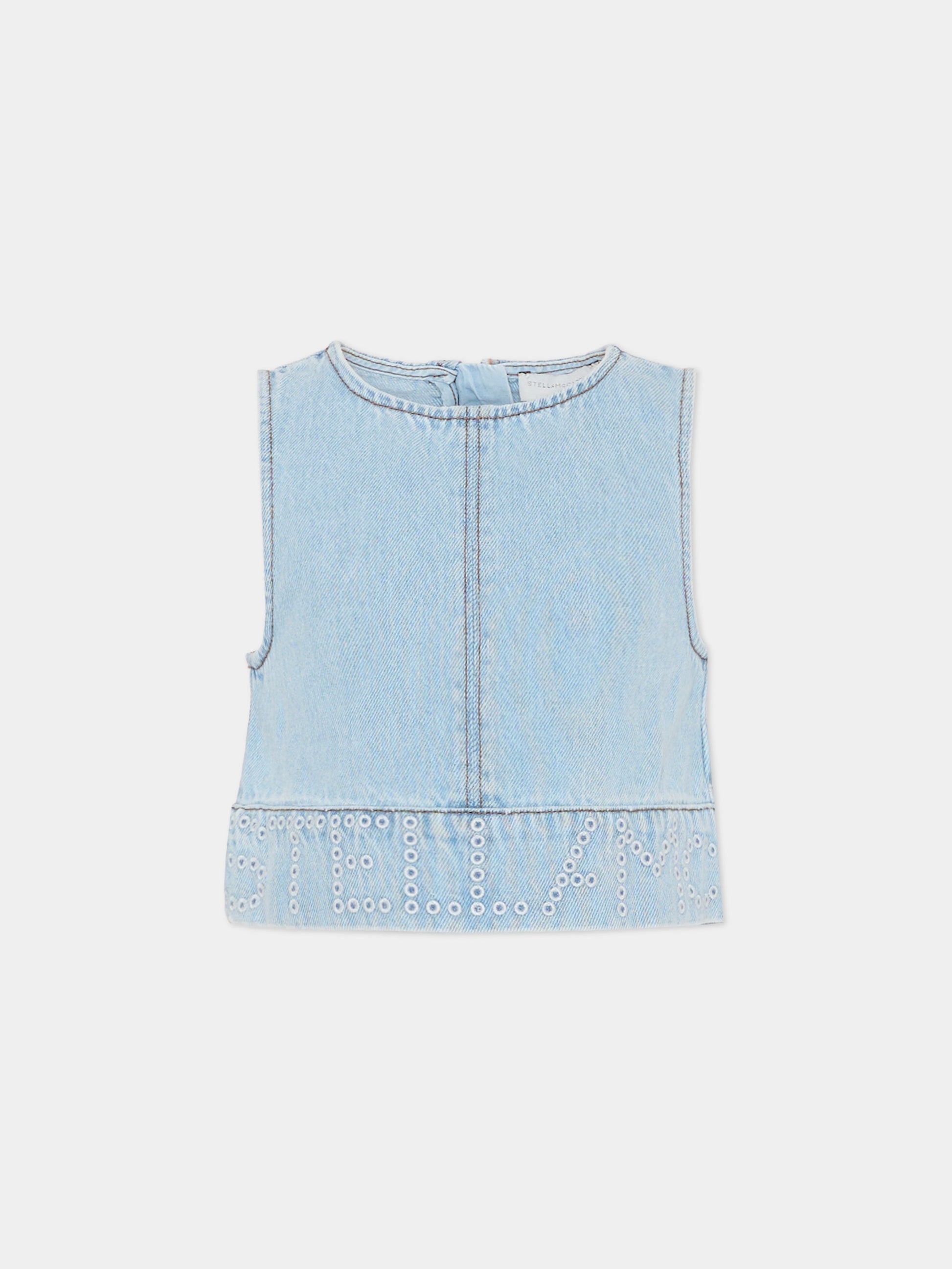 Top denim per bambina con logo,Stella Mccartney Kids,TY5A52-Z0746 600