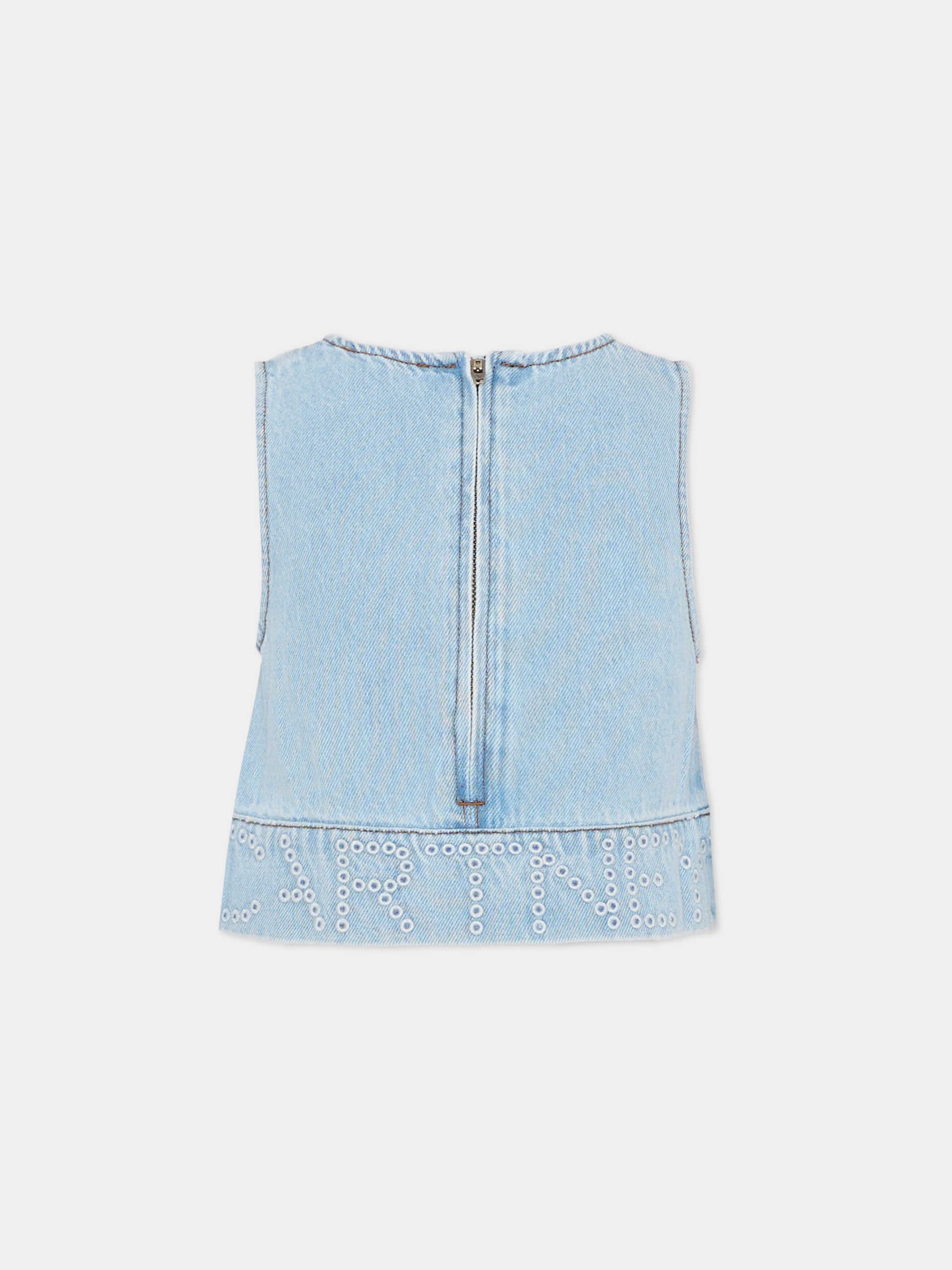 Top denim per bambina con logo,Stella Mccartney Kids,TY5A52-Z0746 600